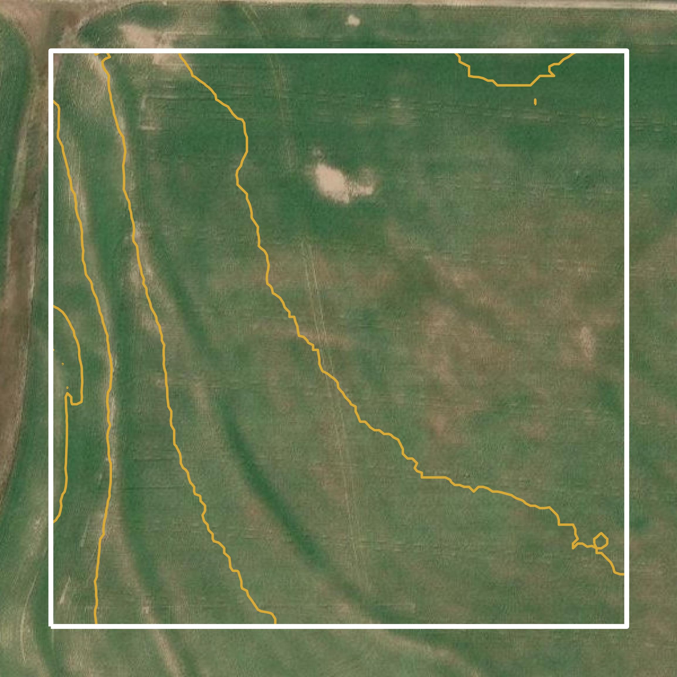 This image shows a contour map in Rooks County created using GIS data in Equator.