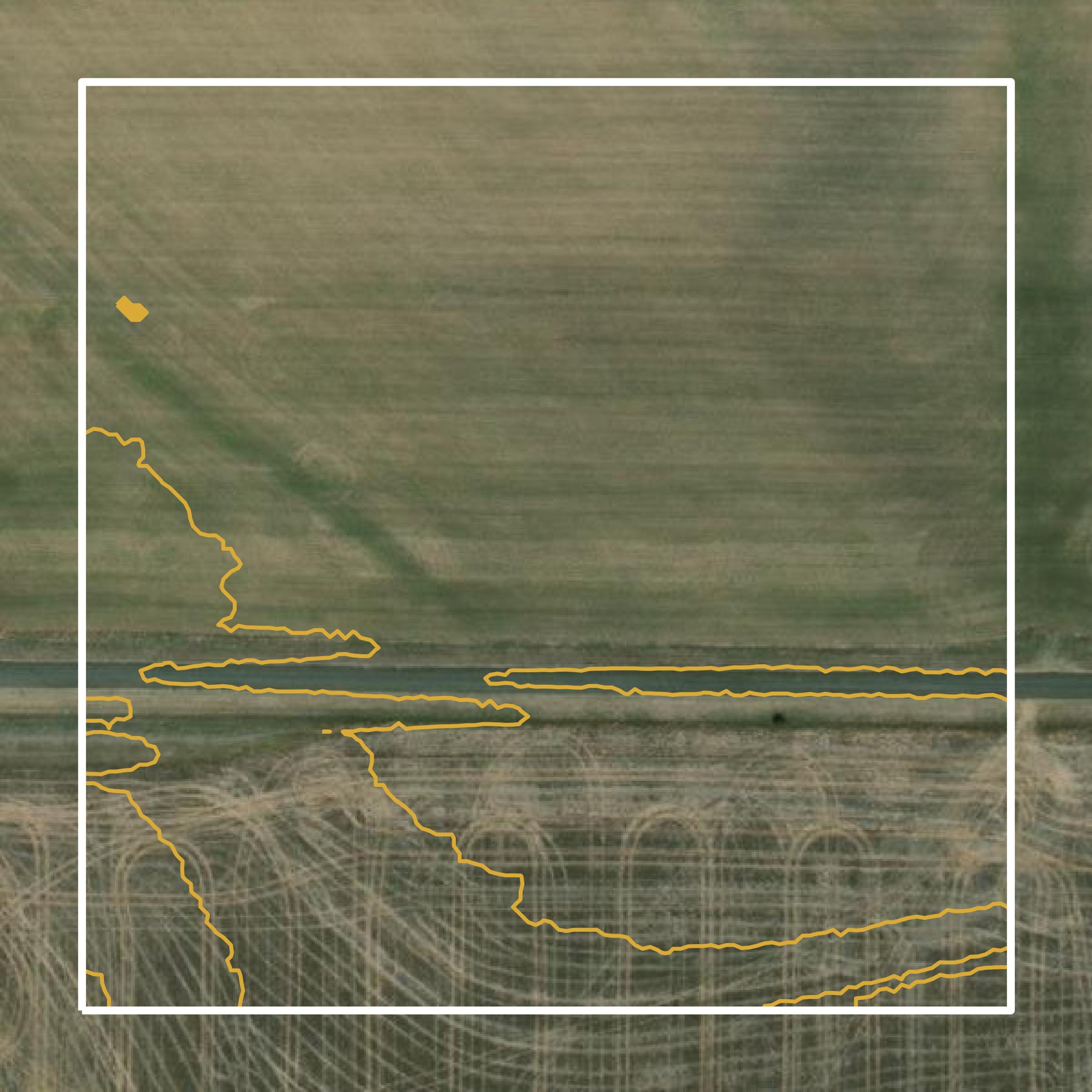 This image shows a contour map in Rush County created using GIS data in Equator.