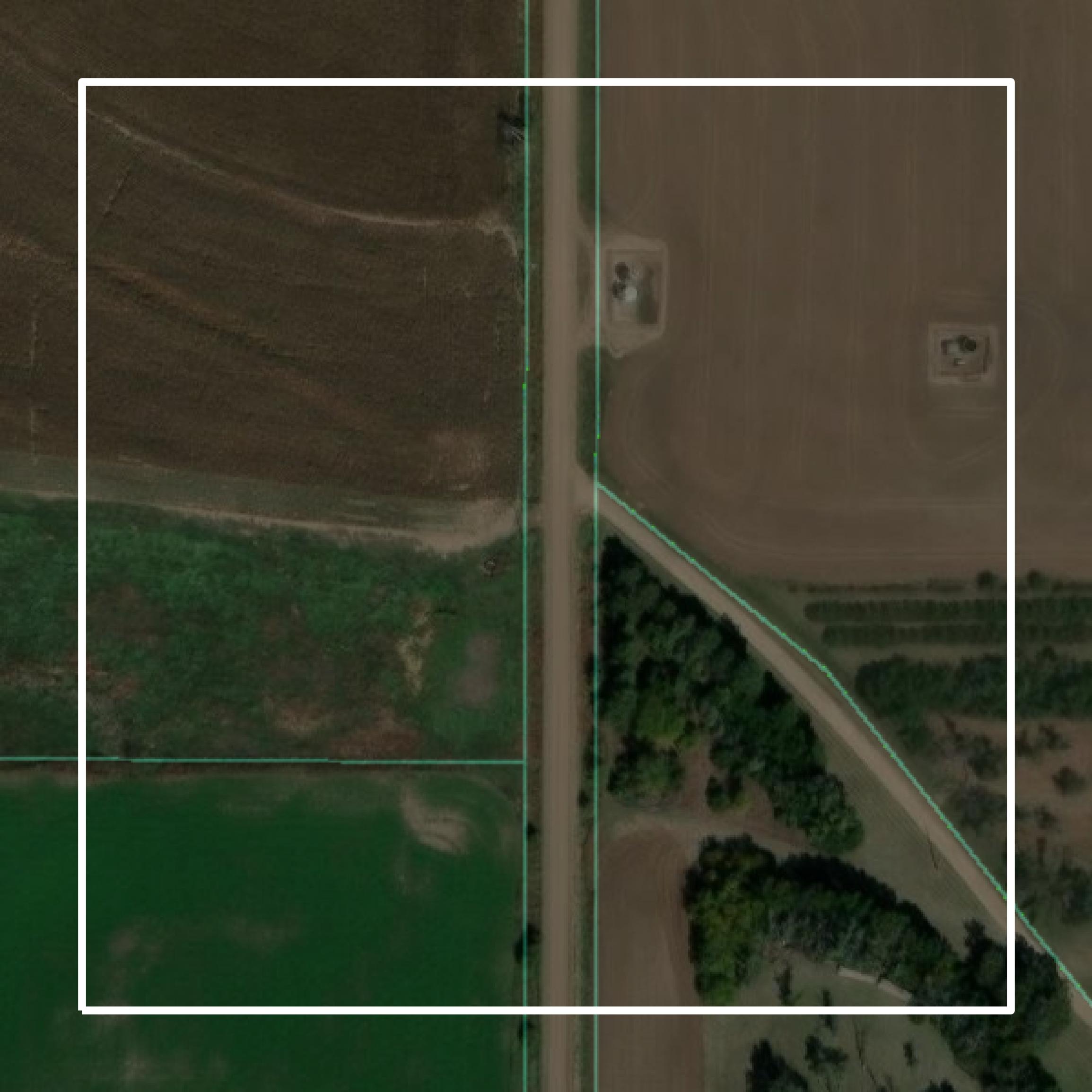 This image shows parcel and building data in Rush County created using GIS data in Equator.