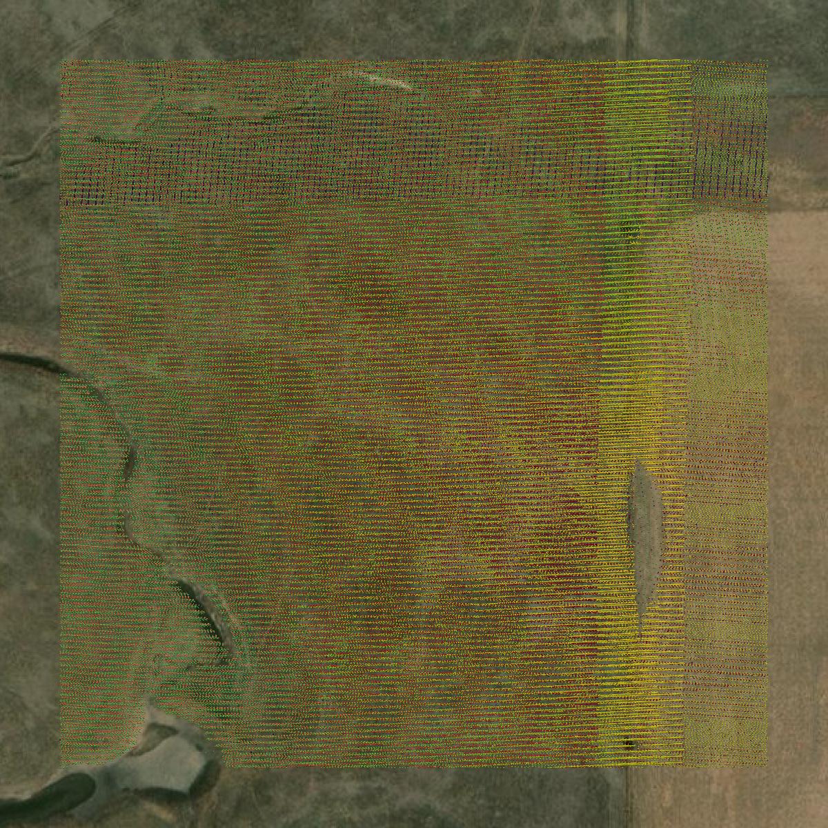 This image shows a LiDAR point cloud in Rush County created using GIS data in Equator.