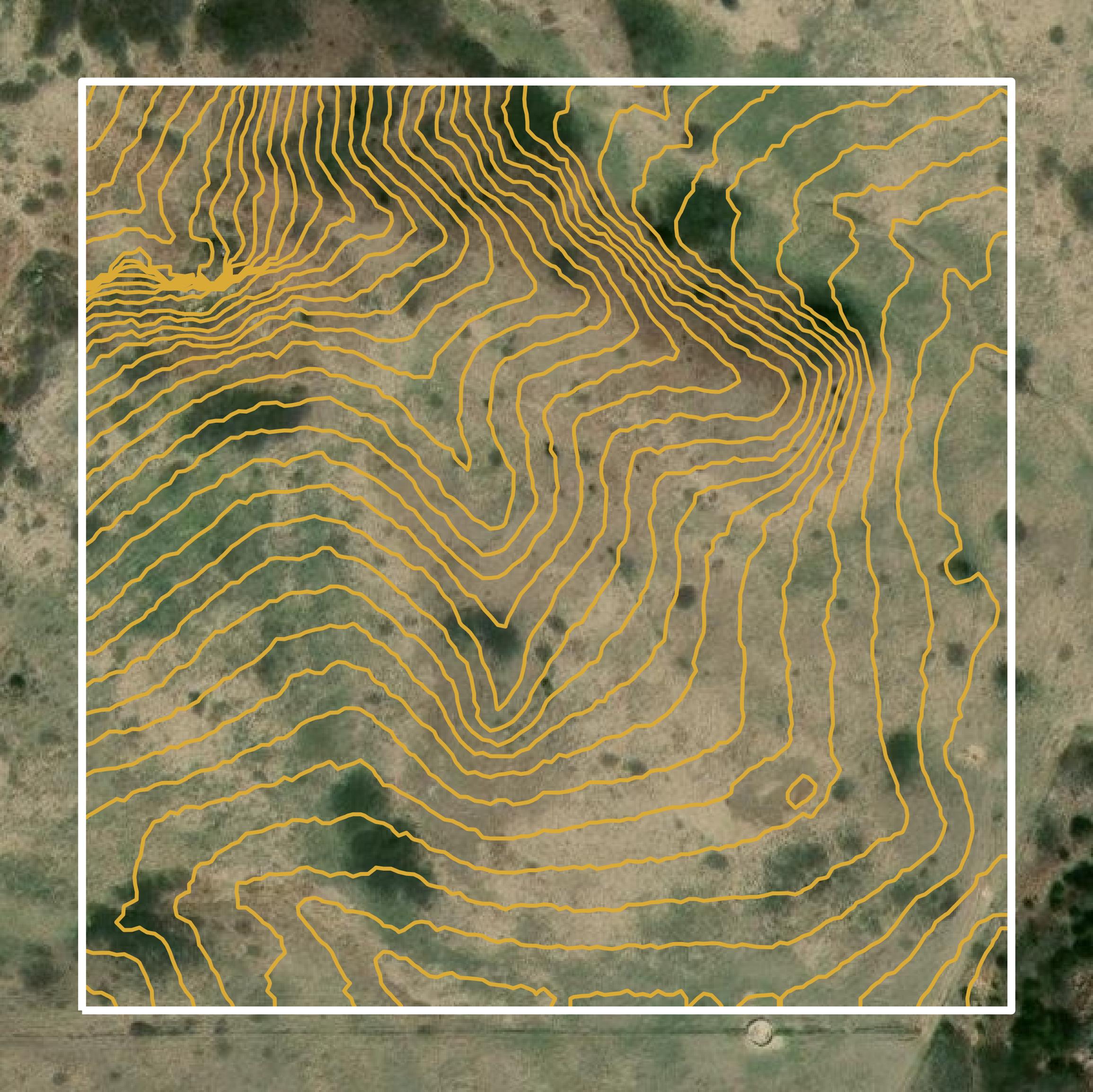 This image shows a contour map in Russell County created using GIS data in Equator.