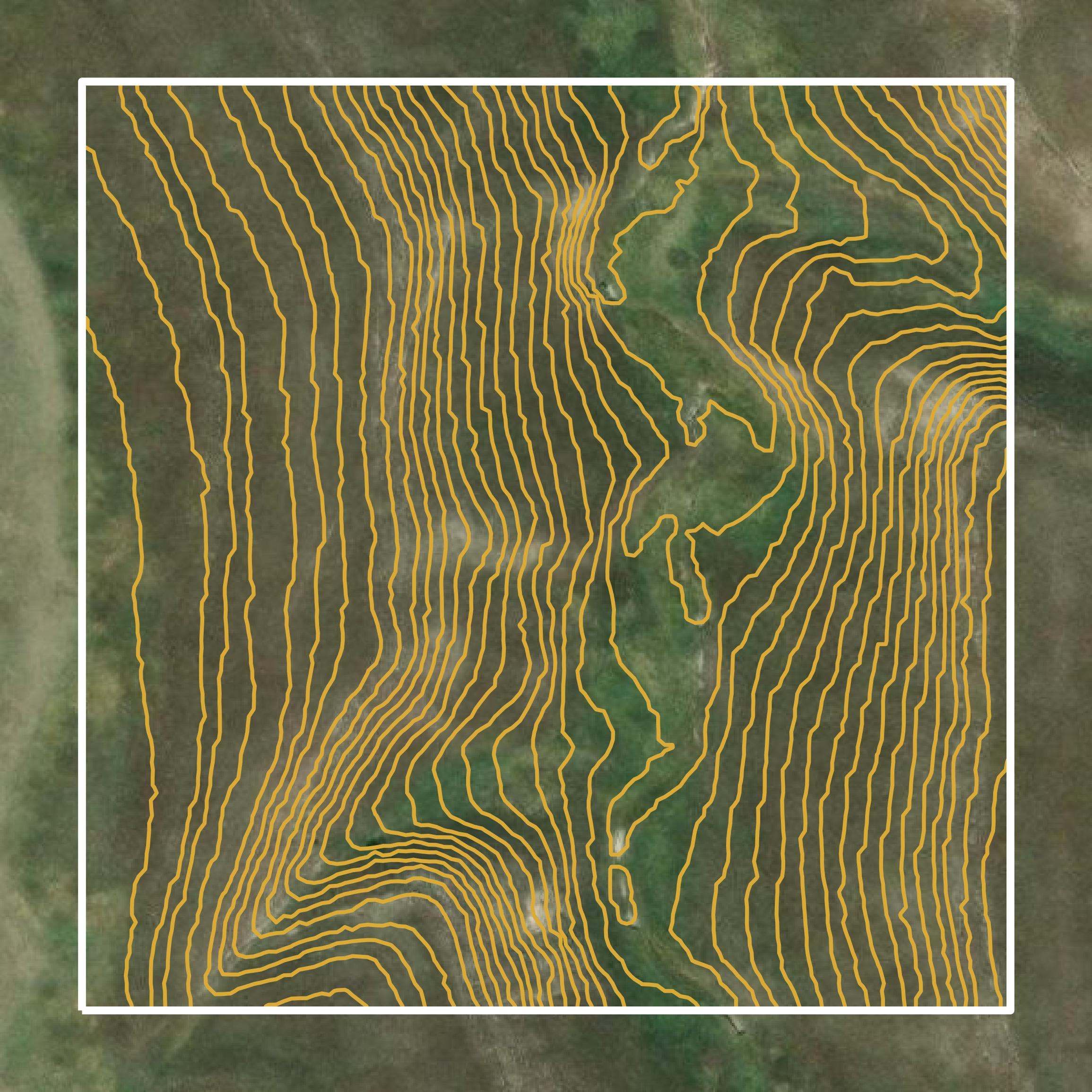 This image shows a contour map in Russell County created using GIS data in Equator.