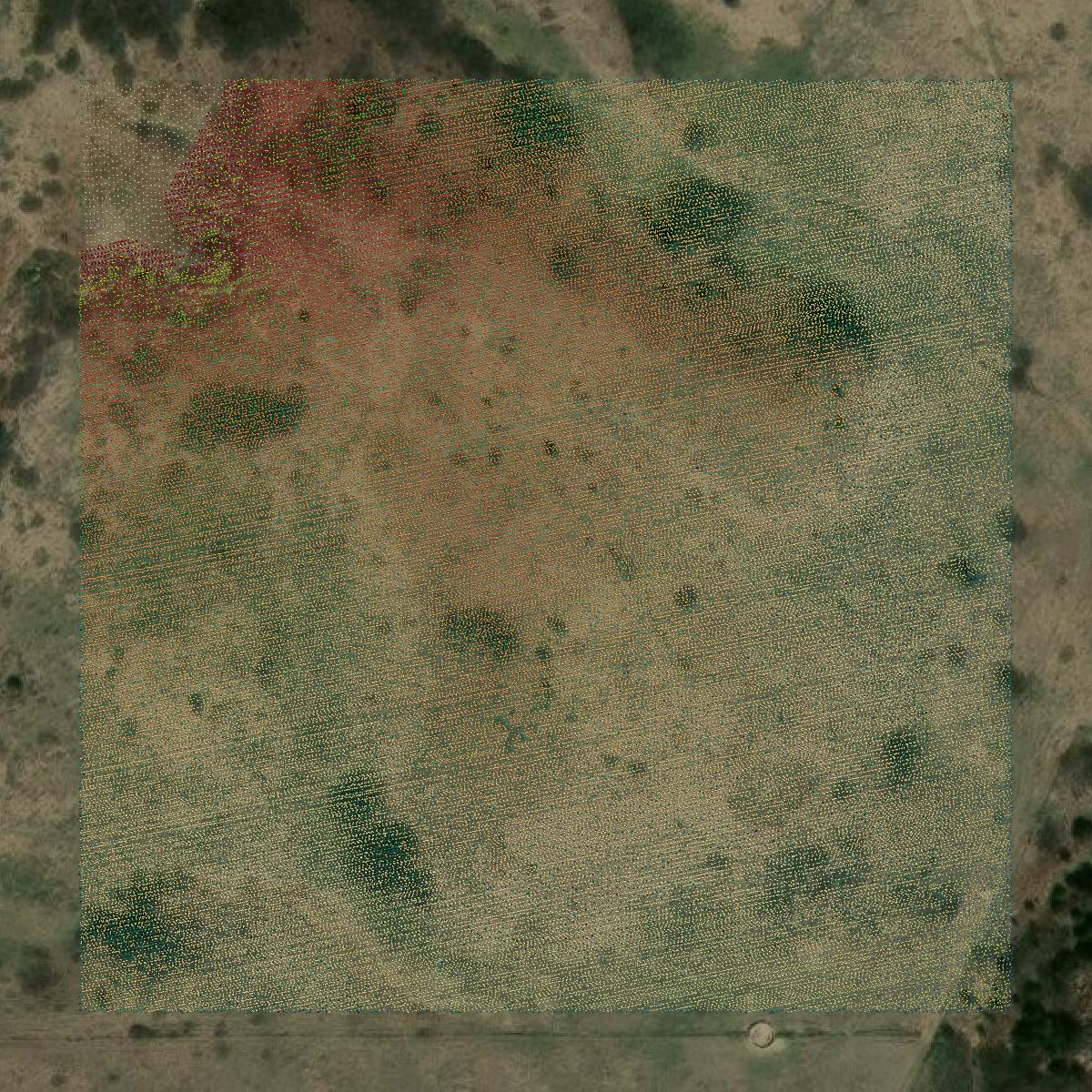 This image shows a LiDAR point cloud in Russell County created using GIS data in Equator.