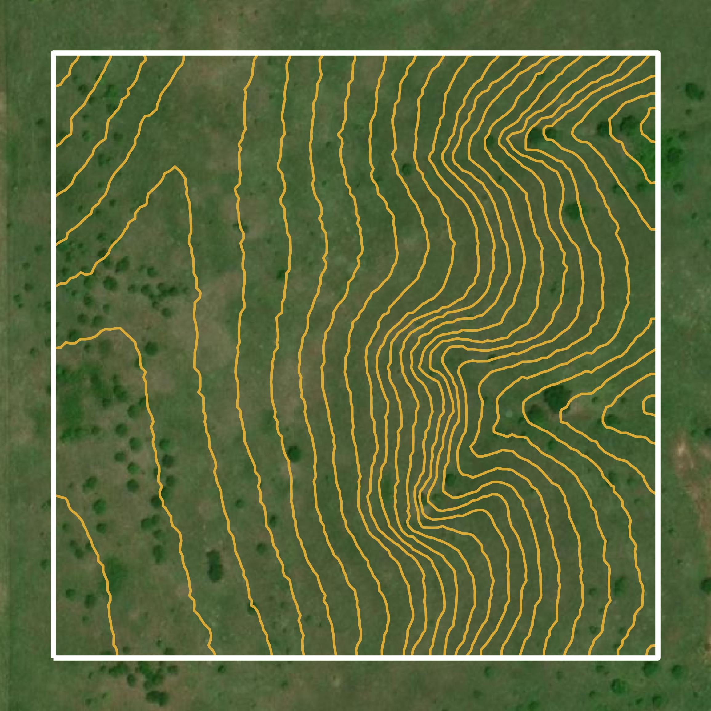 This image shows a contour map in Saline County created using GIS data in Equator.
