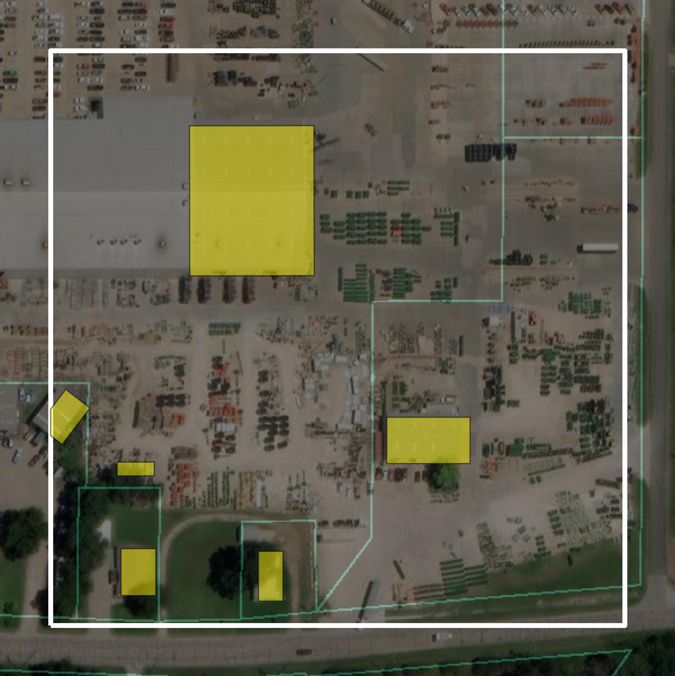 This image shows parcel and building data in Saline County created using GIS data in Equator.