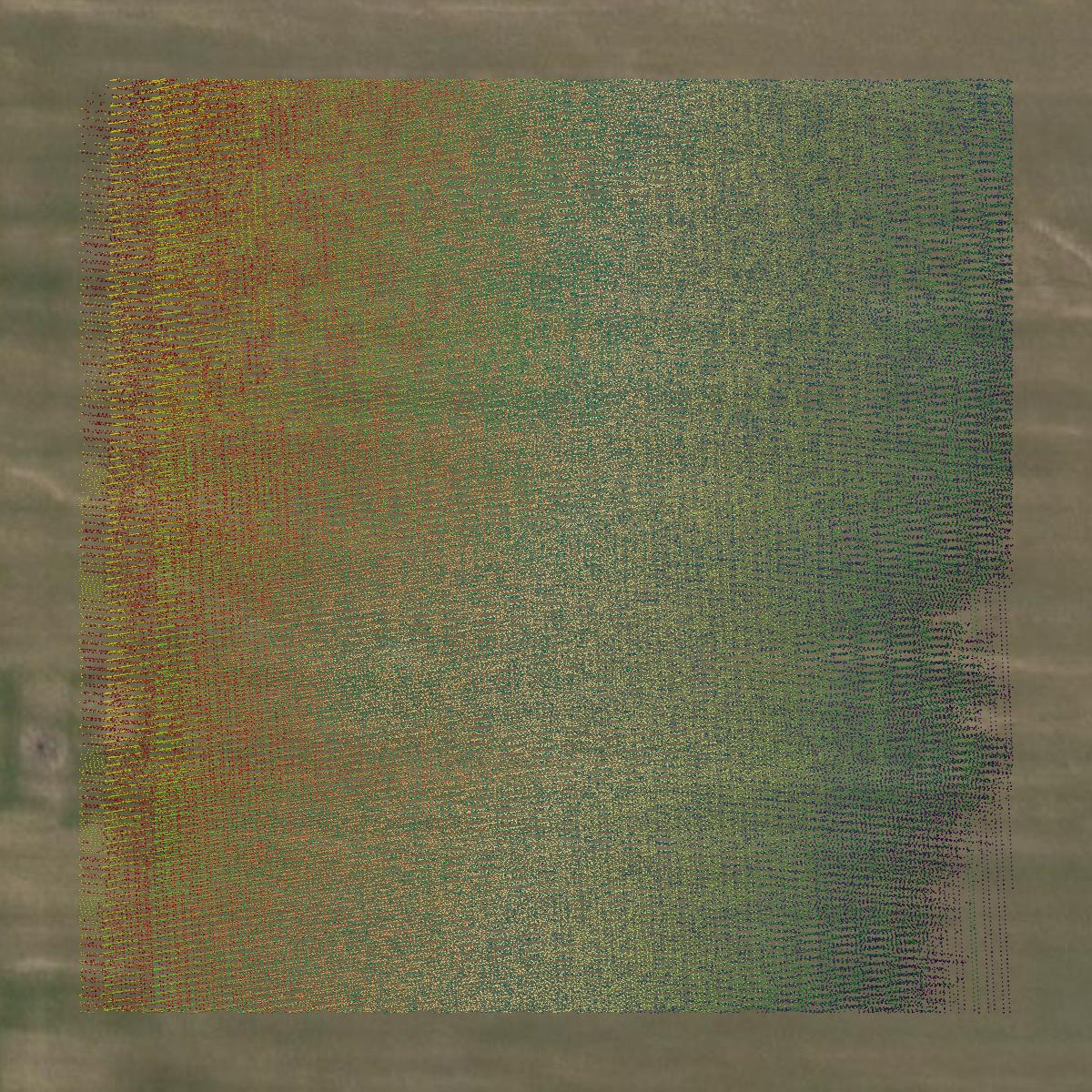This image shows a LiDAR point cloud in Scott County created using GIS data in Equator.