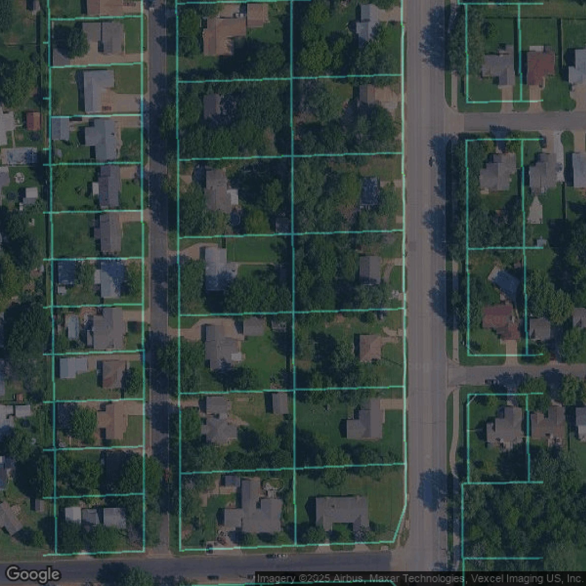 This image shows parcel data in Sedgwick County created using GIS data in Equator.