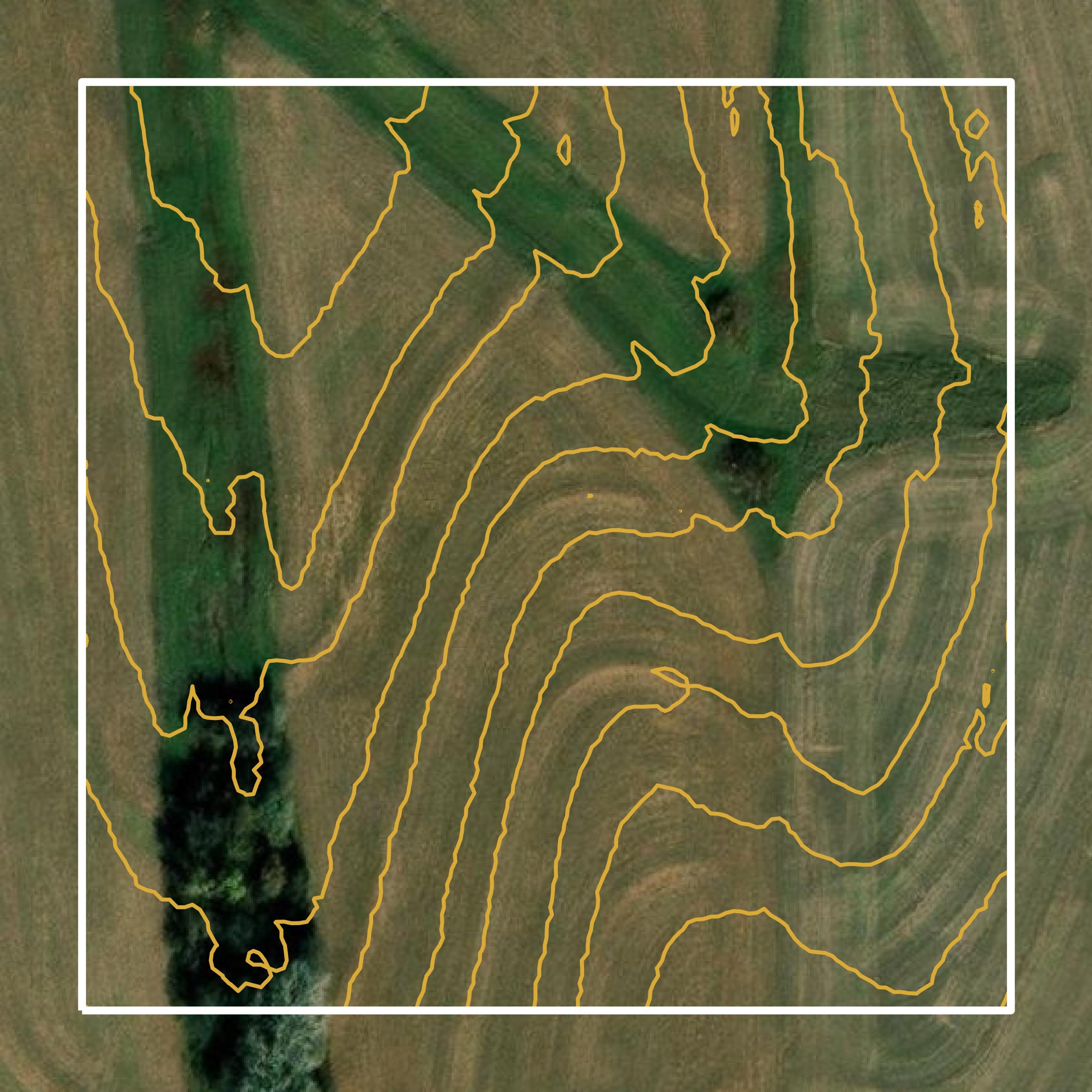 This image shows a contour map in Shawnee County created using GIS data in Equator.