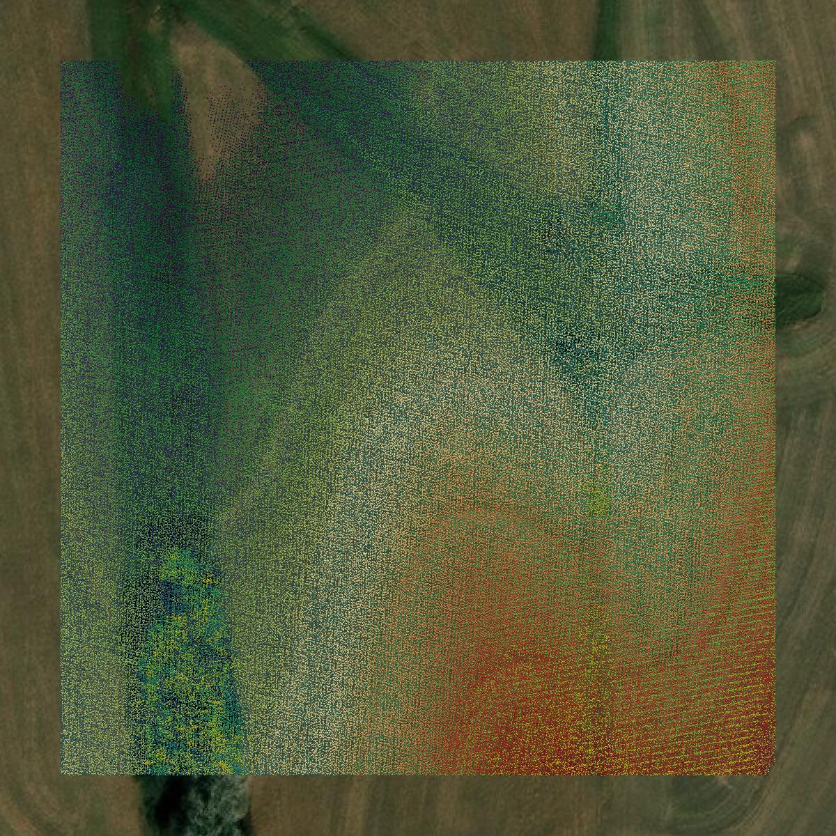 This image shows a LiDAR point cloud in Shawnee County created using GIS data in Equator.