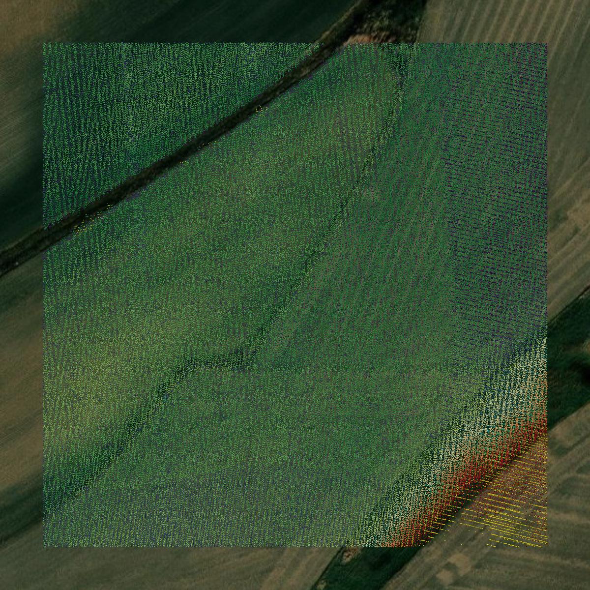 This image shows a LiDAR point cloud in Shawnee County created using GIS data in Equator.