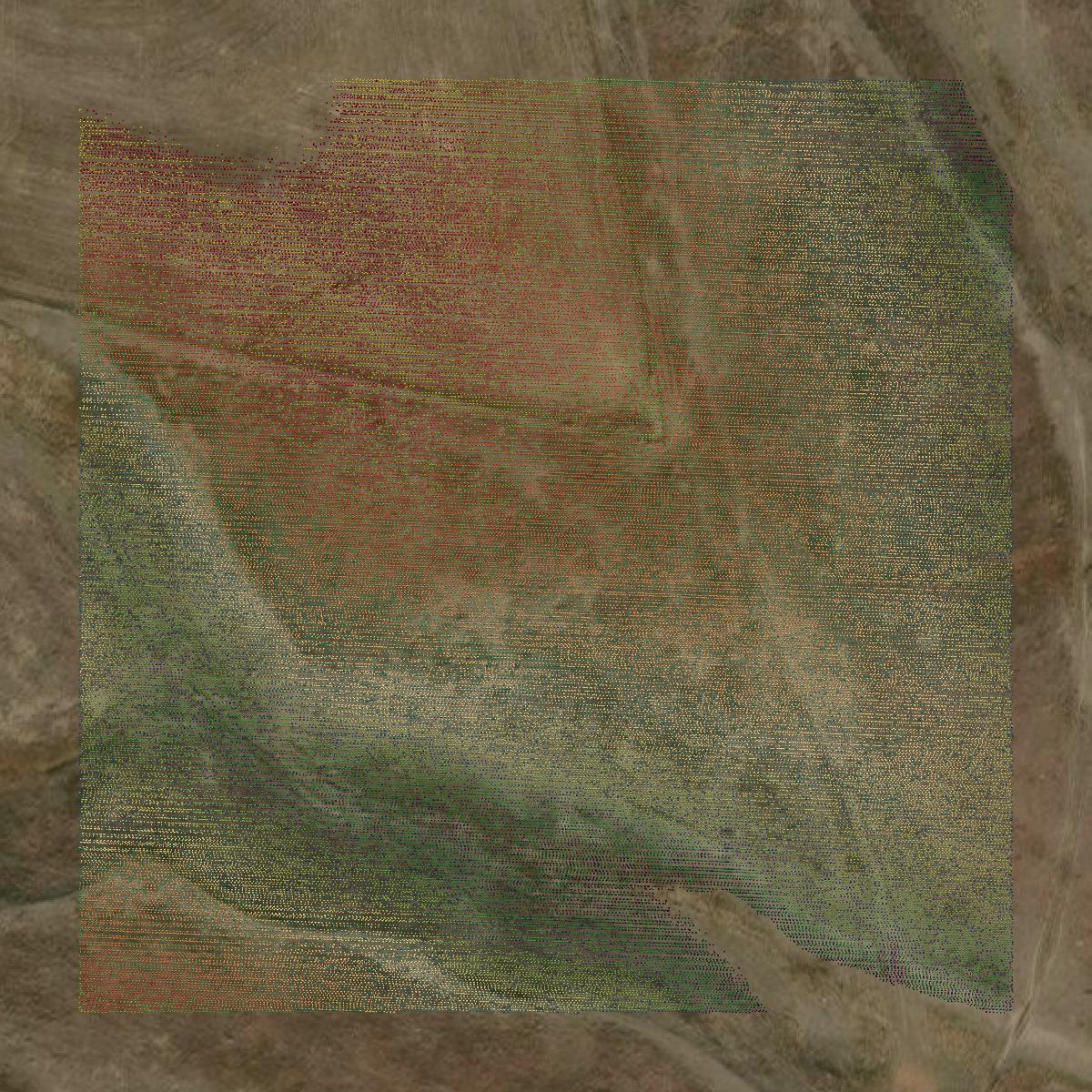 This image shows a LiDAR point cloud in Sheridan County created using GIS data in Equator.