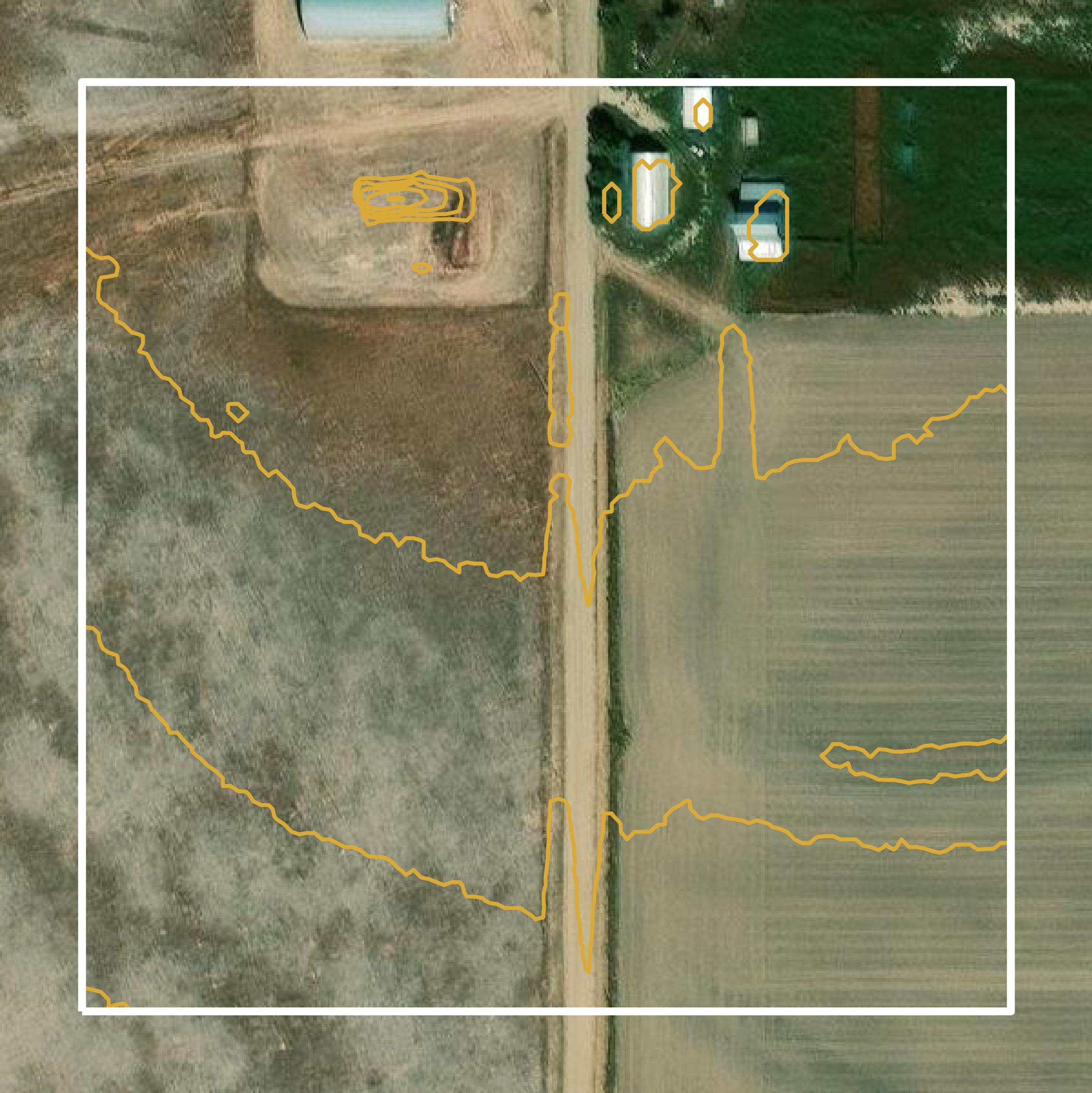 This image shows a contour map in Sherman County created using GIS data in Equator.