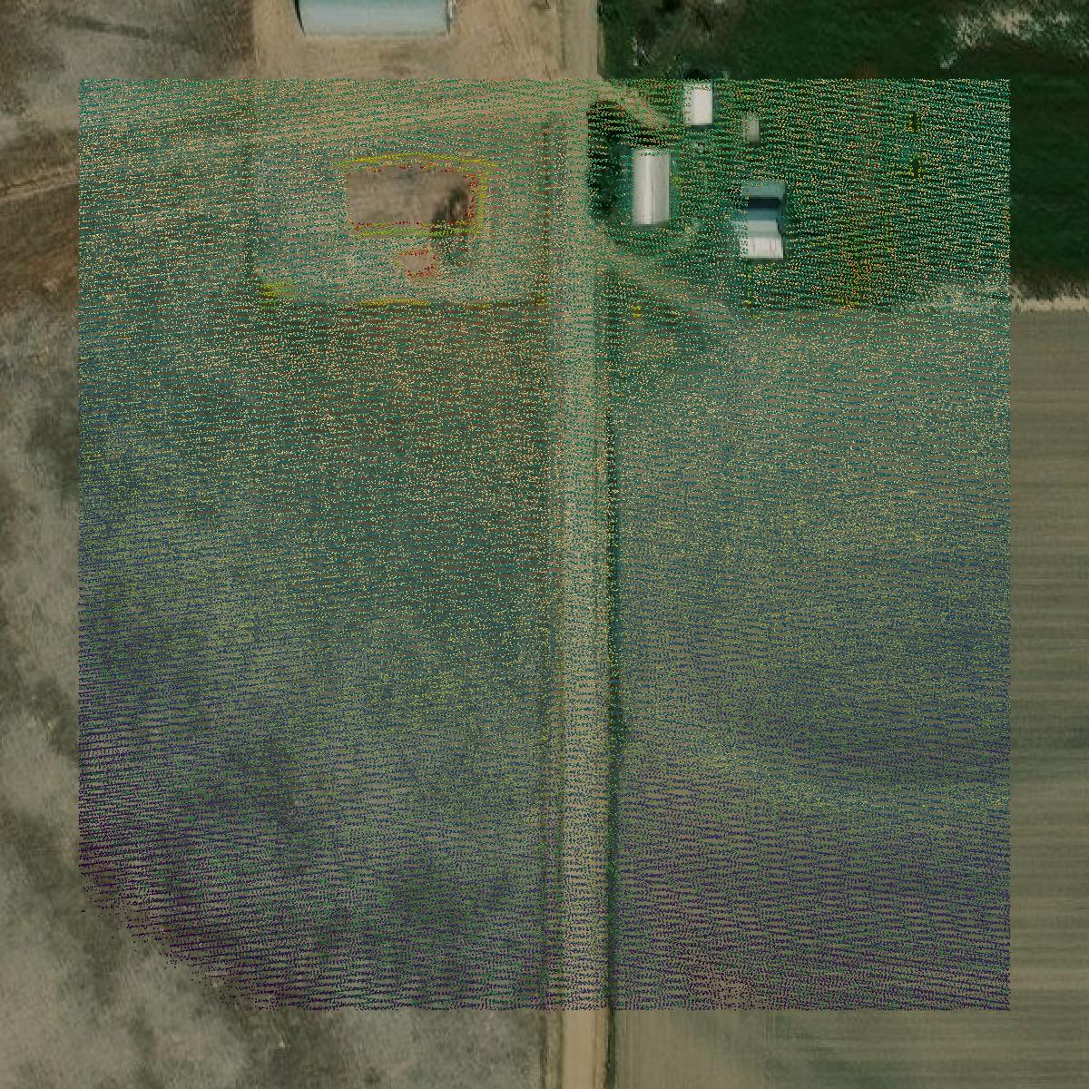 This image shows a LiDAR point cloud in Sherman County created using GIS data in Equator.