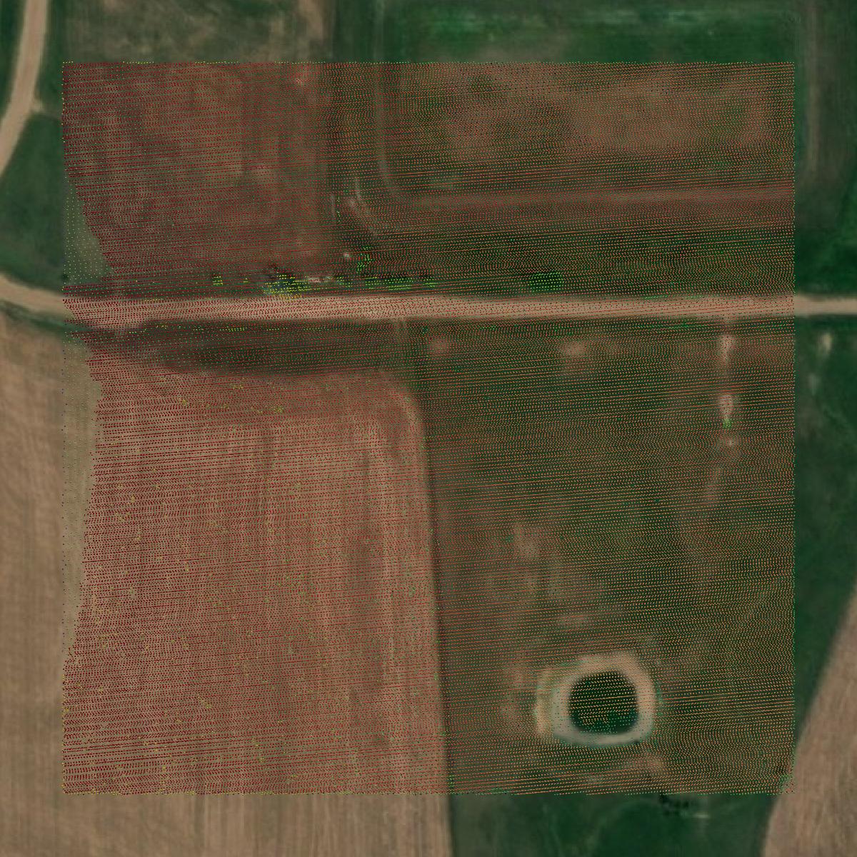 This image shows a LiDAR point cloud in Smith County created using GIS data in Equator.