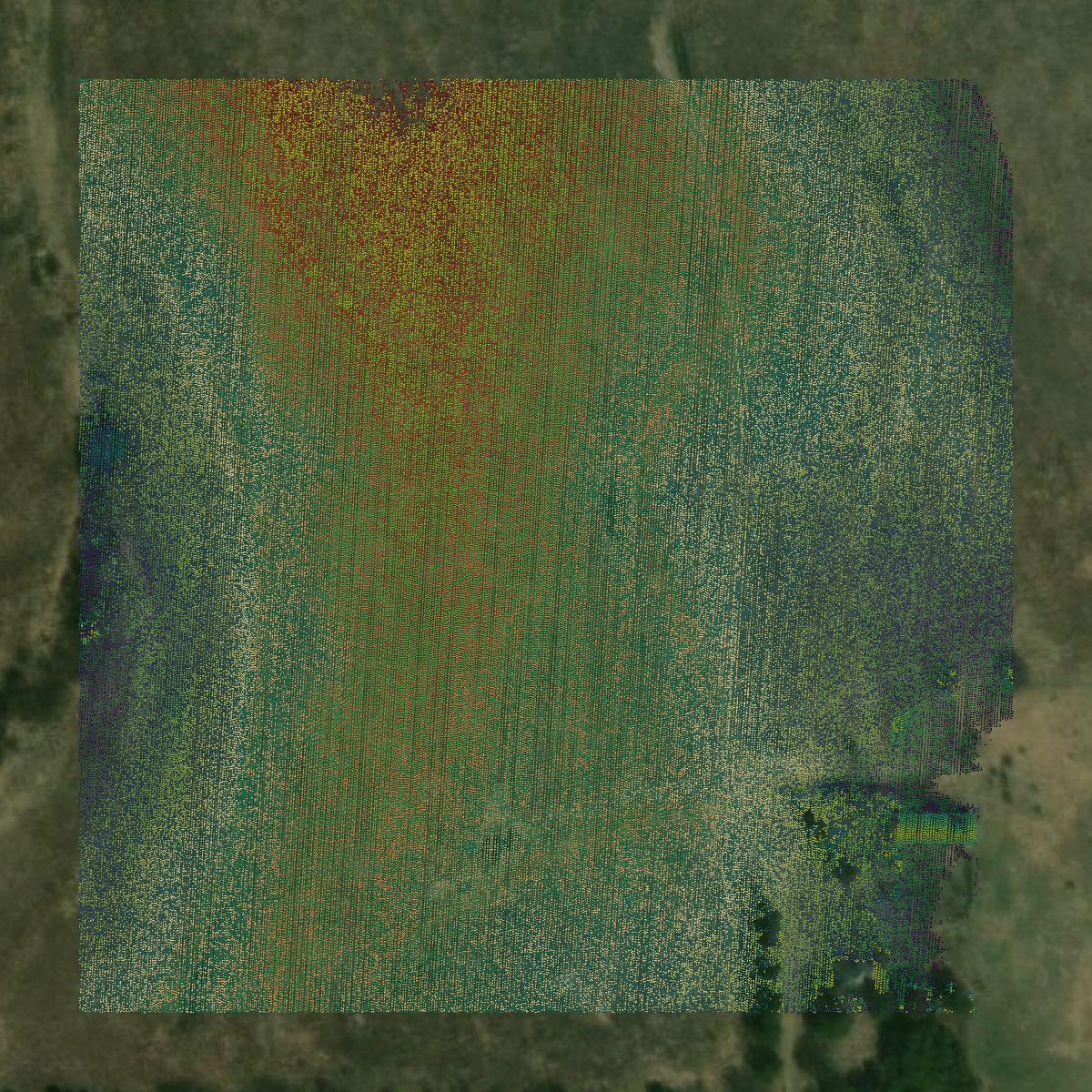 This image shows a LiDAR point cloud in Sumner County created using GIS data in Equator.