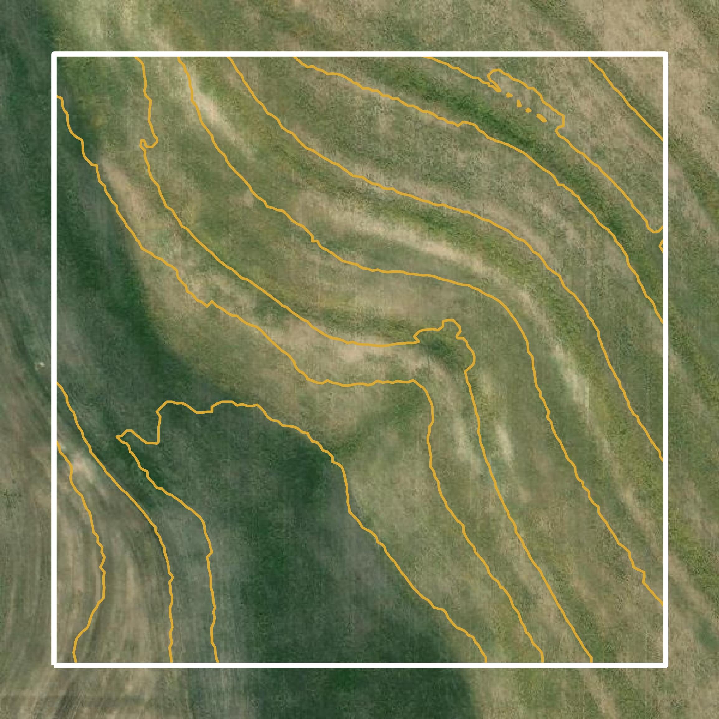 This image shows a contour map in Trego County created using GIS data in Equator.