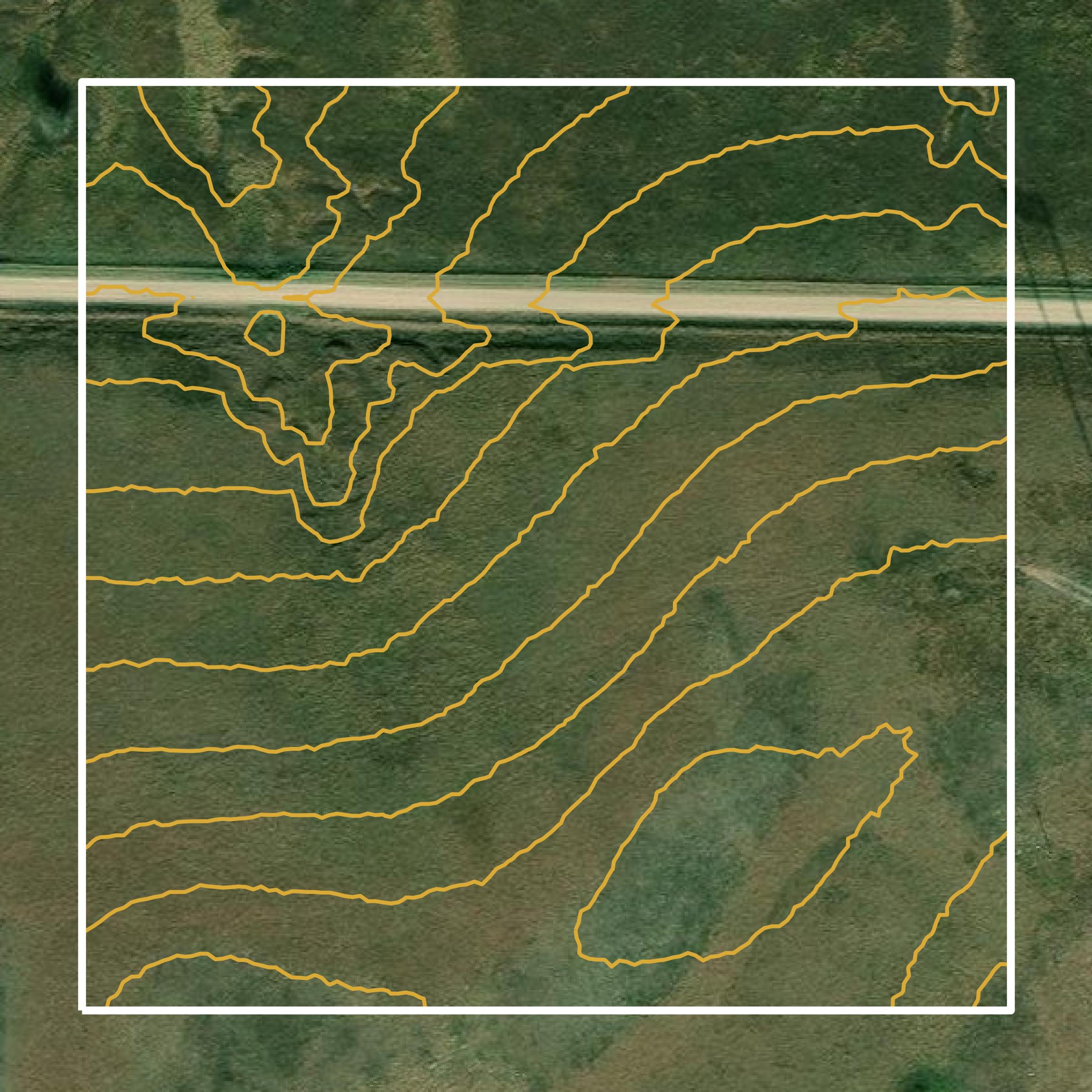 This image shows a contour map in Wabaunsee County created using GIS data in Equator.