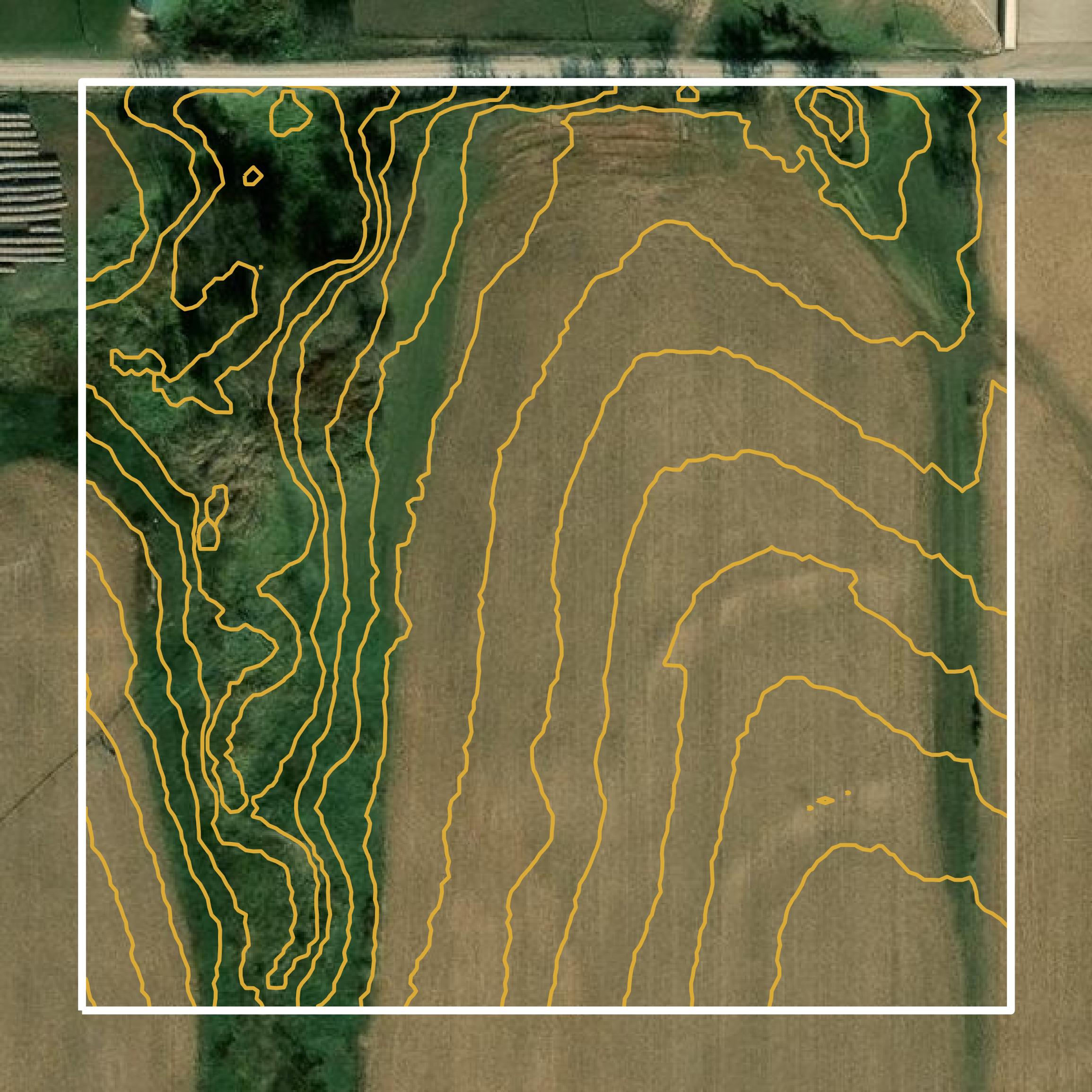 This image shows a contour map in Washington County created using GIS data in Equator.