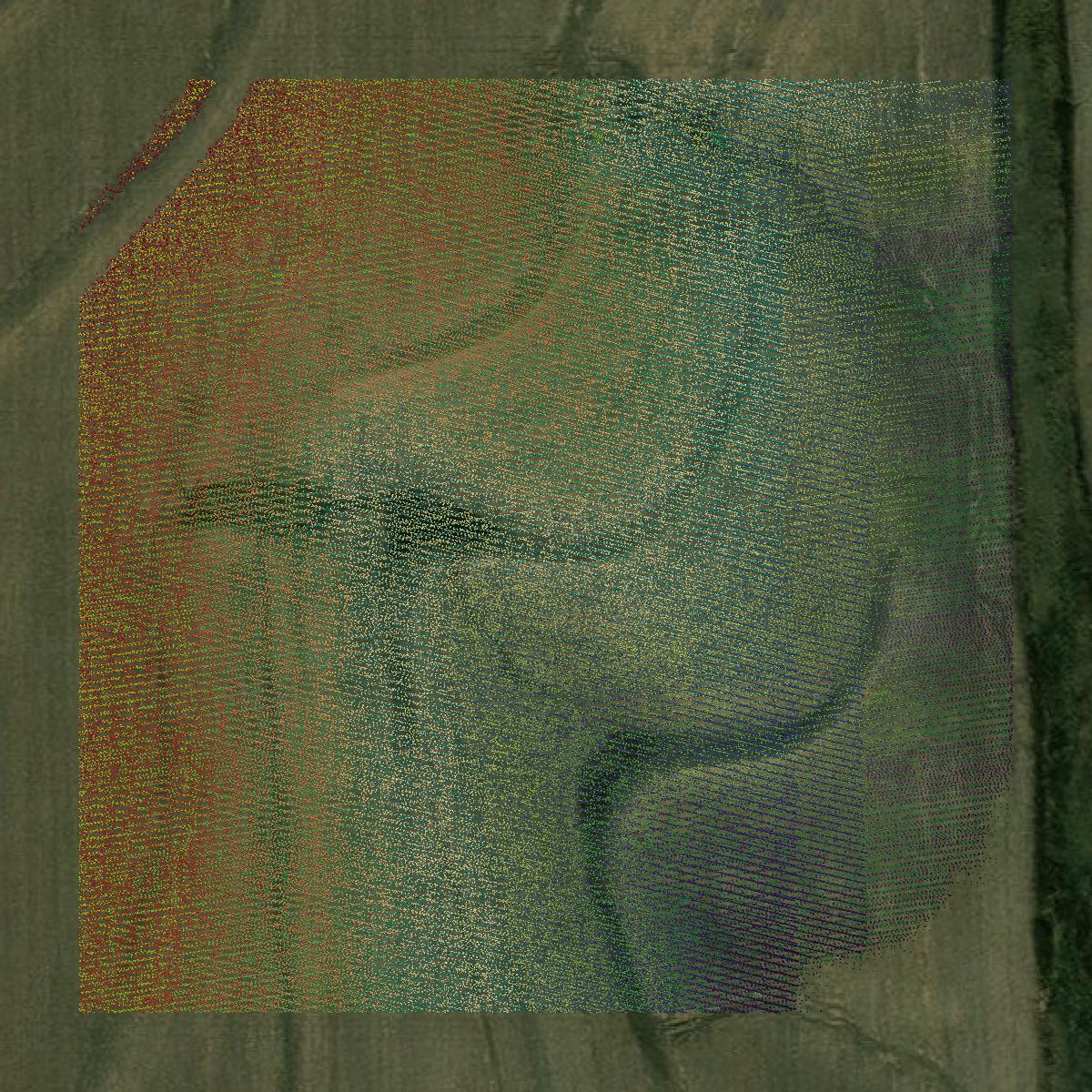 This image shows a LiDAR point cloud in Washington County created using GIS data in Equator.