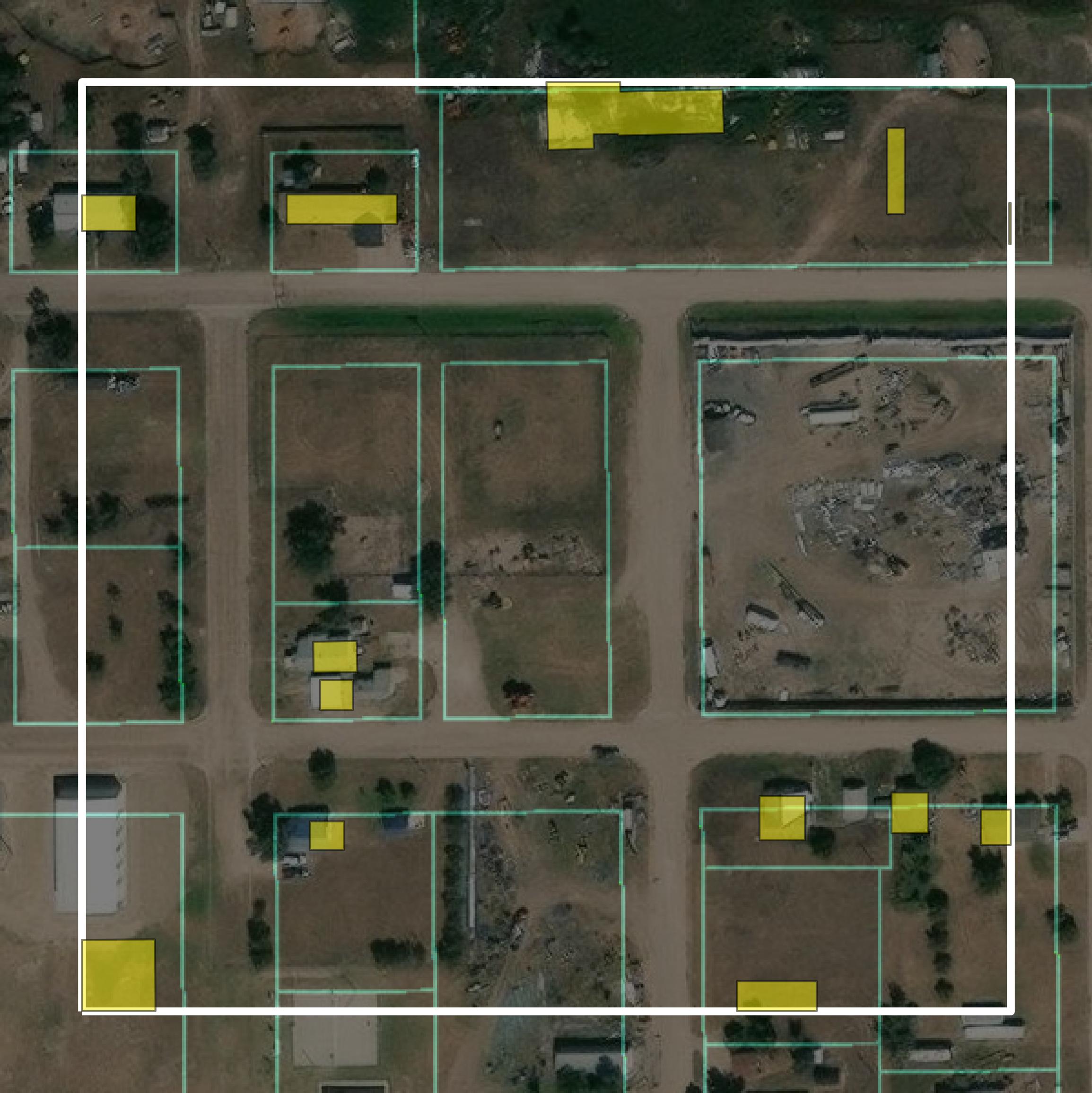 This image shows parcel and building data in Wichita County created using GIS data in Equator.
