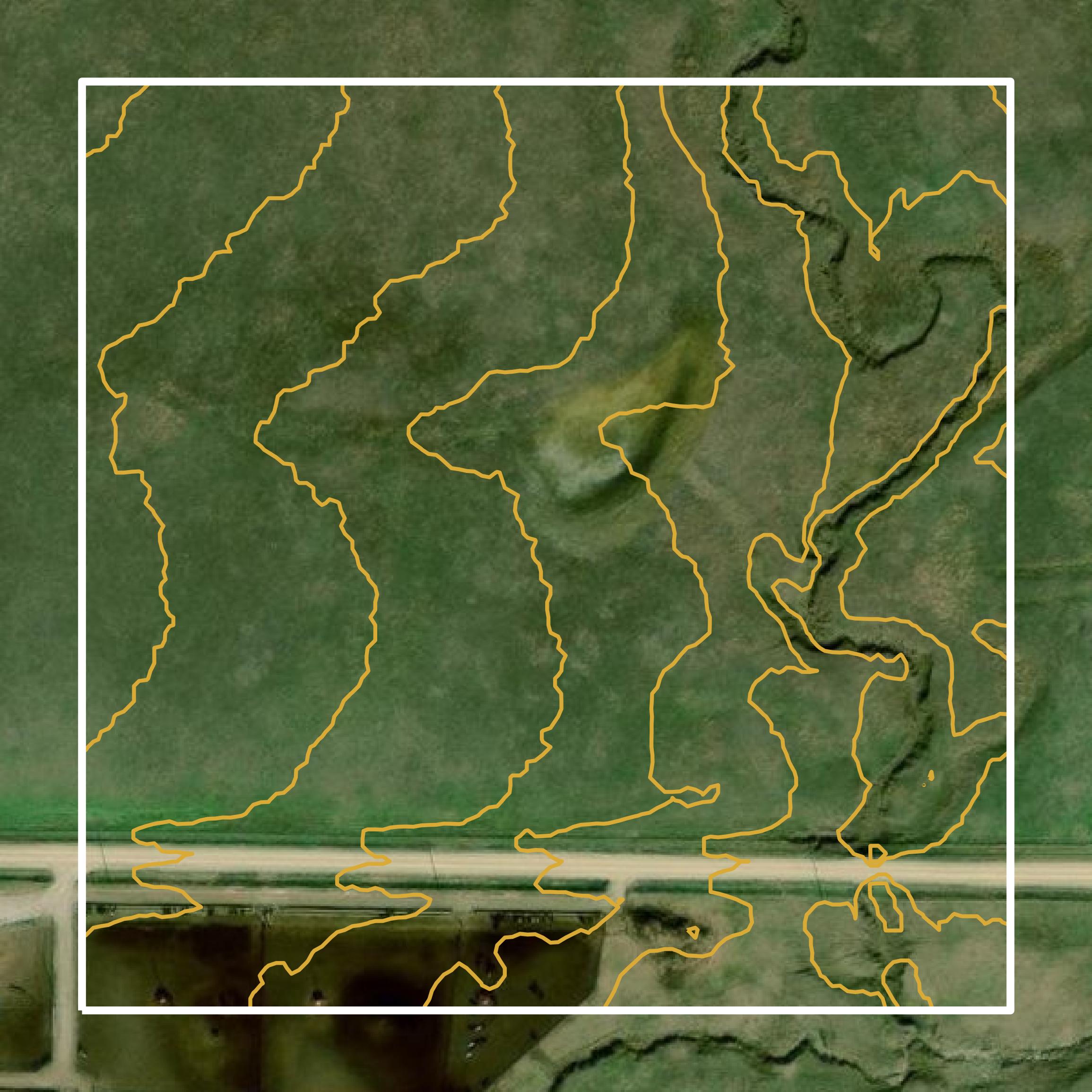 This image shows a contour map in Woodson County created using GIS data in Equator.