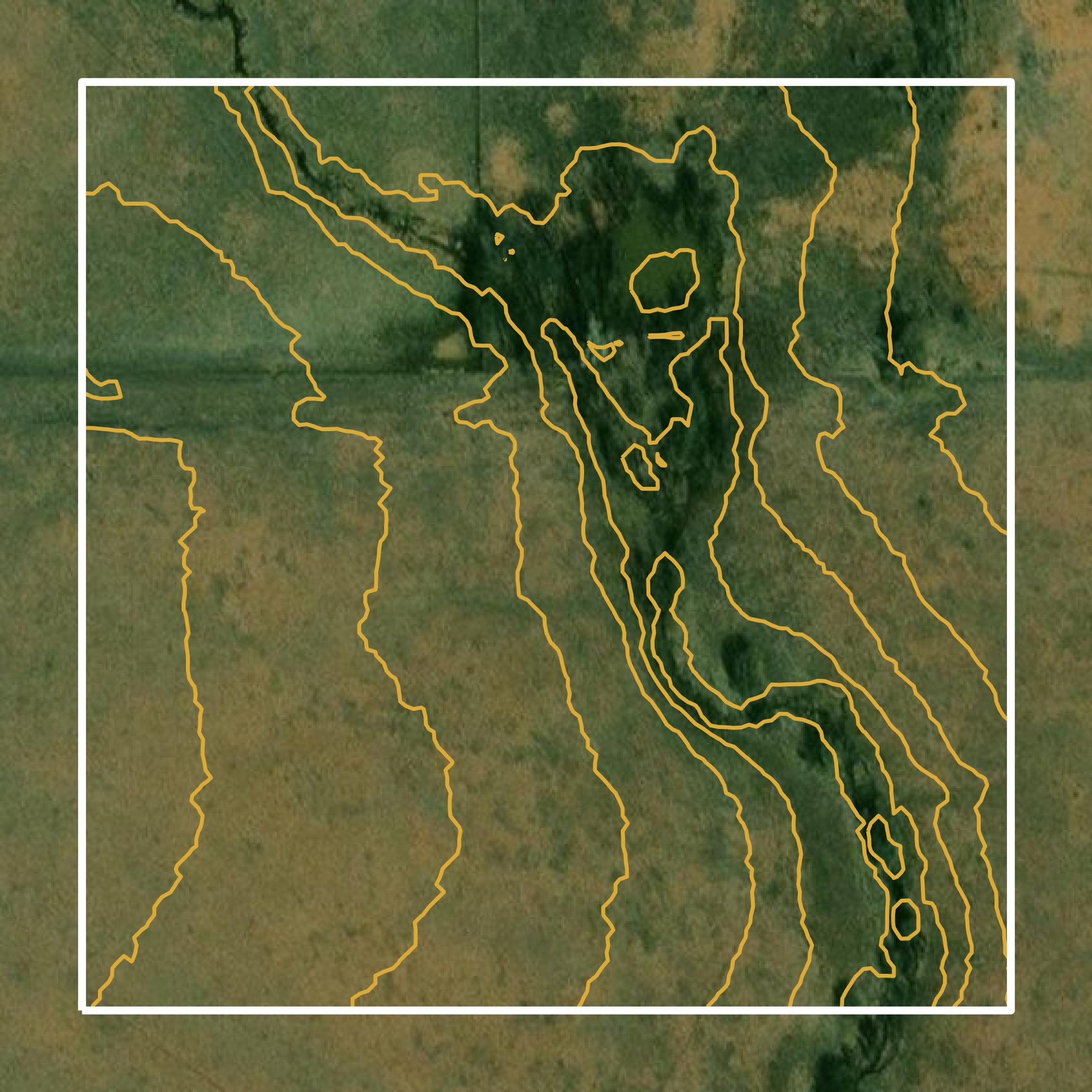 This image shows a contour map in Woodson County created using GIS data in Equator.