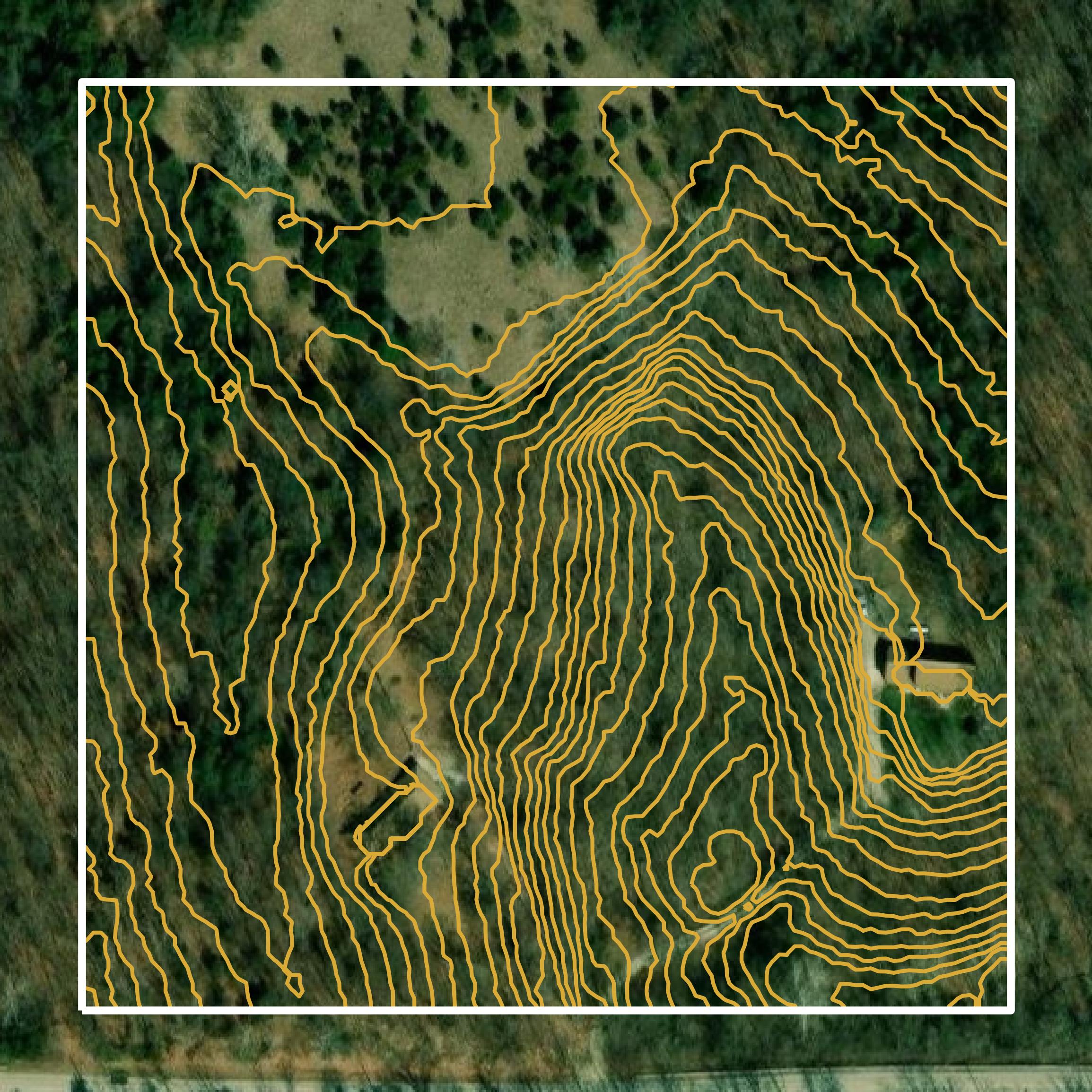 This image shows a contour map in Wyandotte County created using GIS data in Equator.