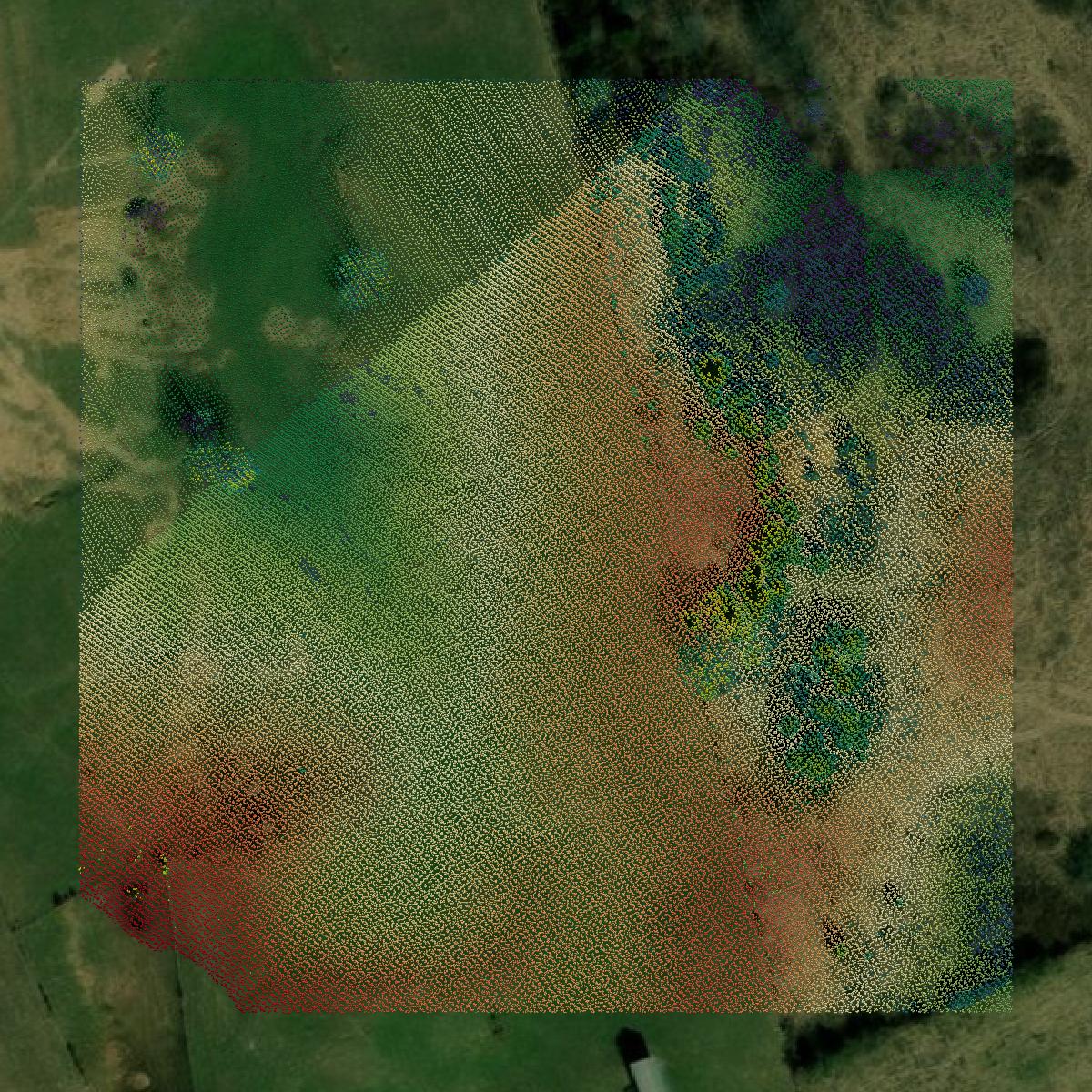 This image shows a LiDAR point cloud in Adair County created using GIS data in Equator.