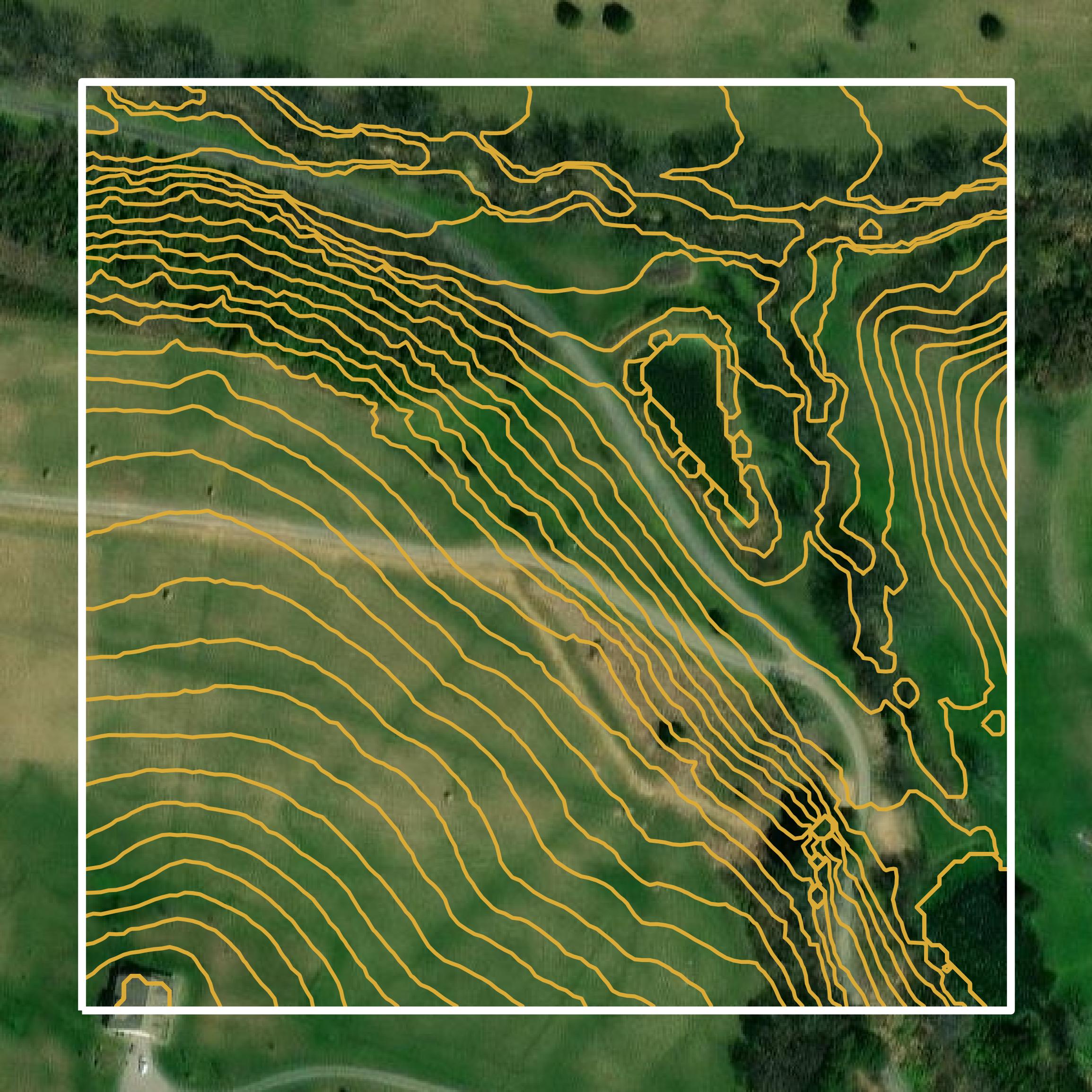 This image shows a contour map in Allen County created using GIS data in Equator.