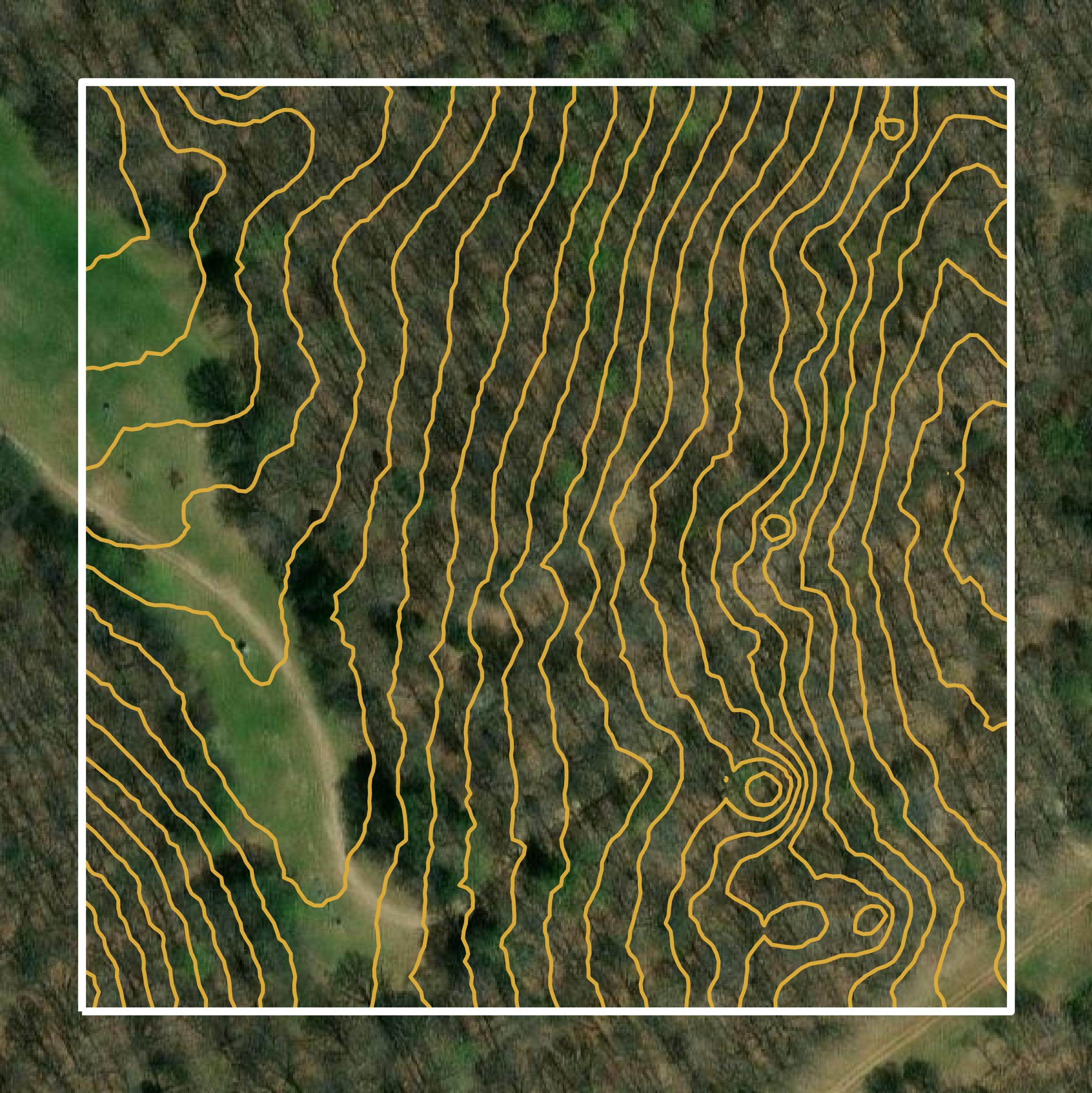 This image shows a contour map in Allen County created using GIS data in Equator.