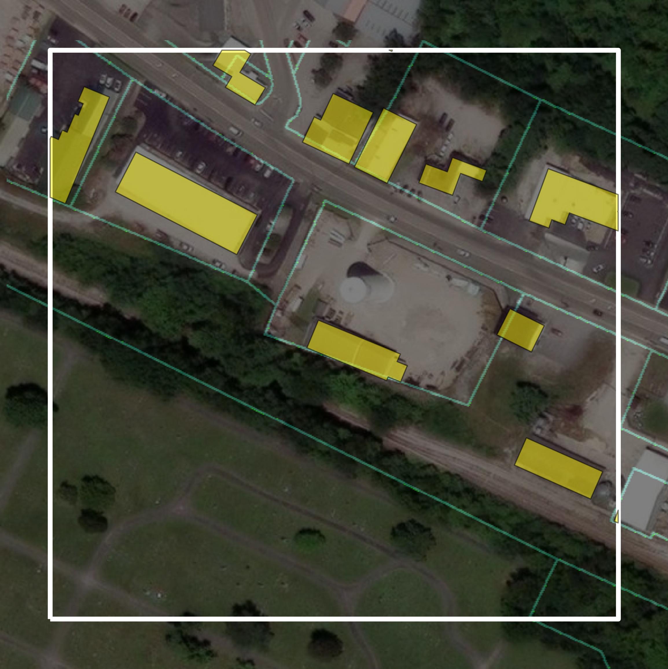 This image shows parcel and building data in Barren County created using GIS data in Equator.