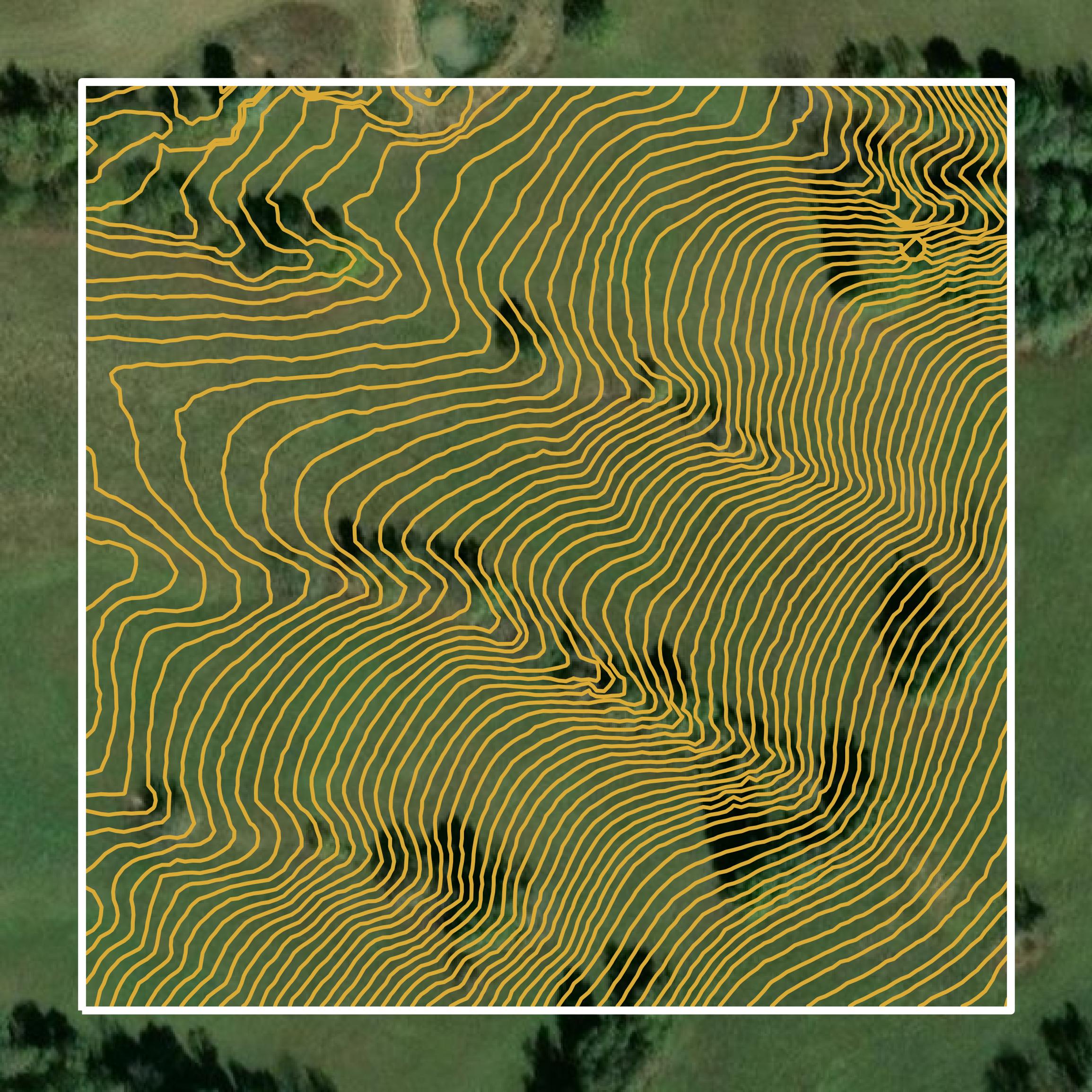 This image shows a contour map in Bath County created using GIS data in Equator.