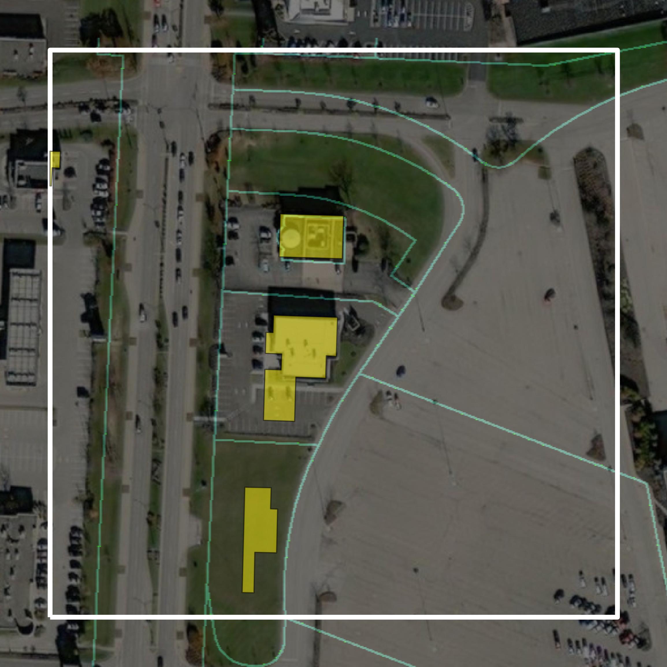 This image shows parcel and building data in Boone County created using GIS data in Equator.