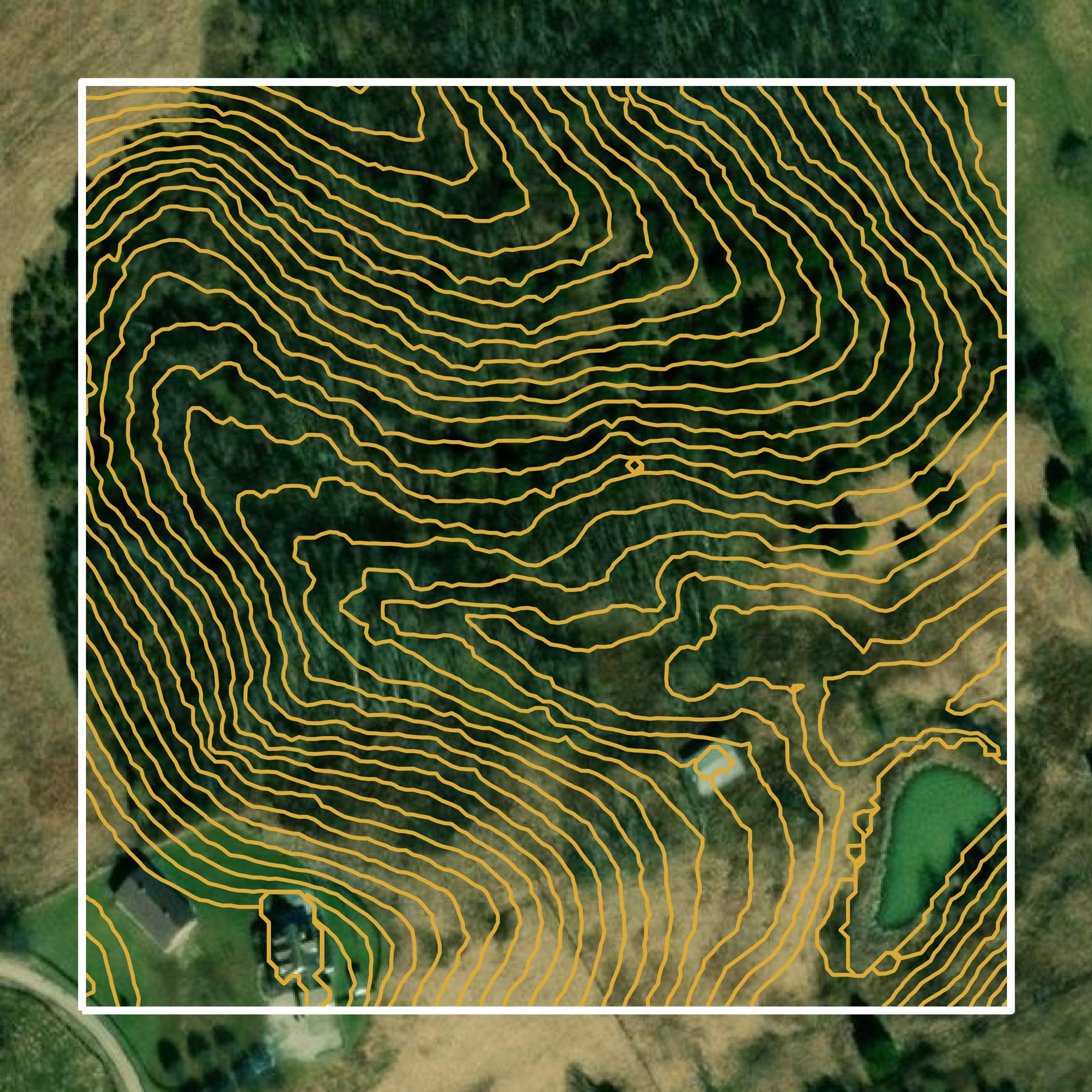 This image shows a contour map in Bourbon County created using GIS data in Equator.