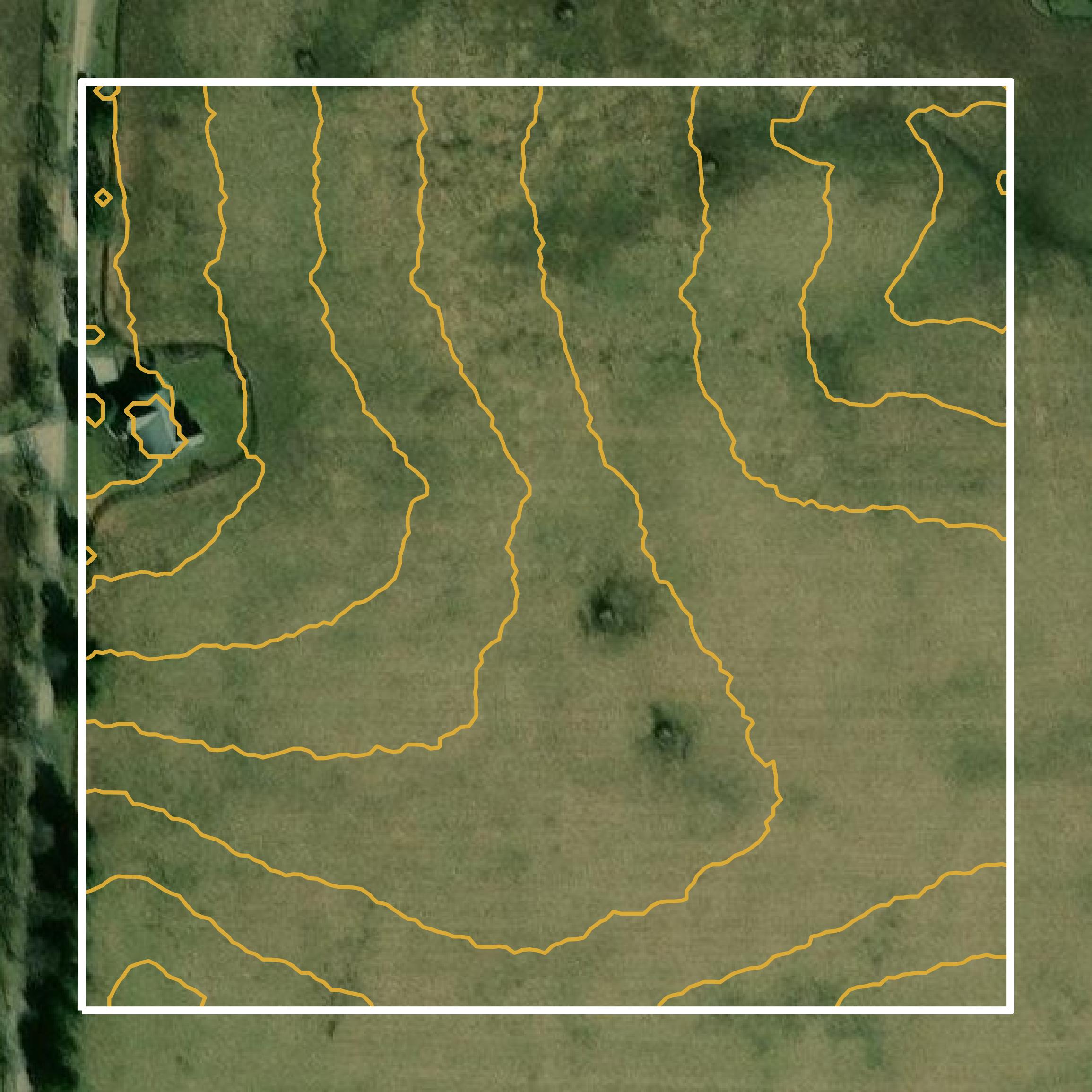 This image shows a contour map in Bourbon County created using GIS data in Equator.