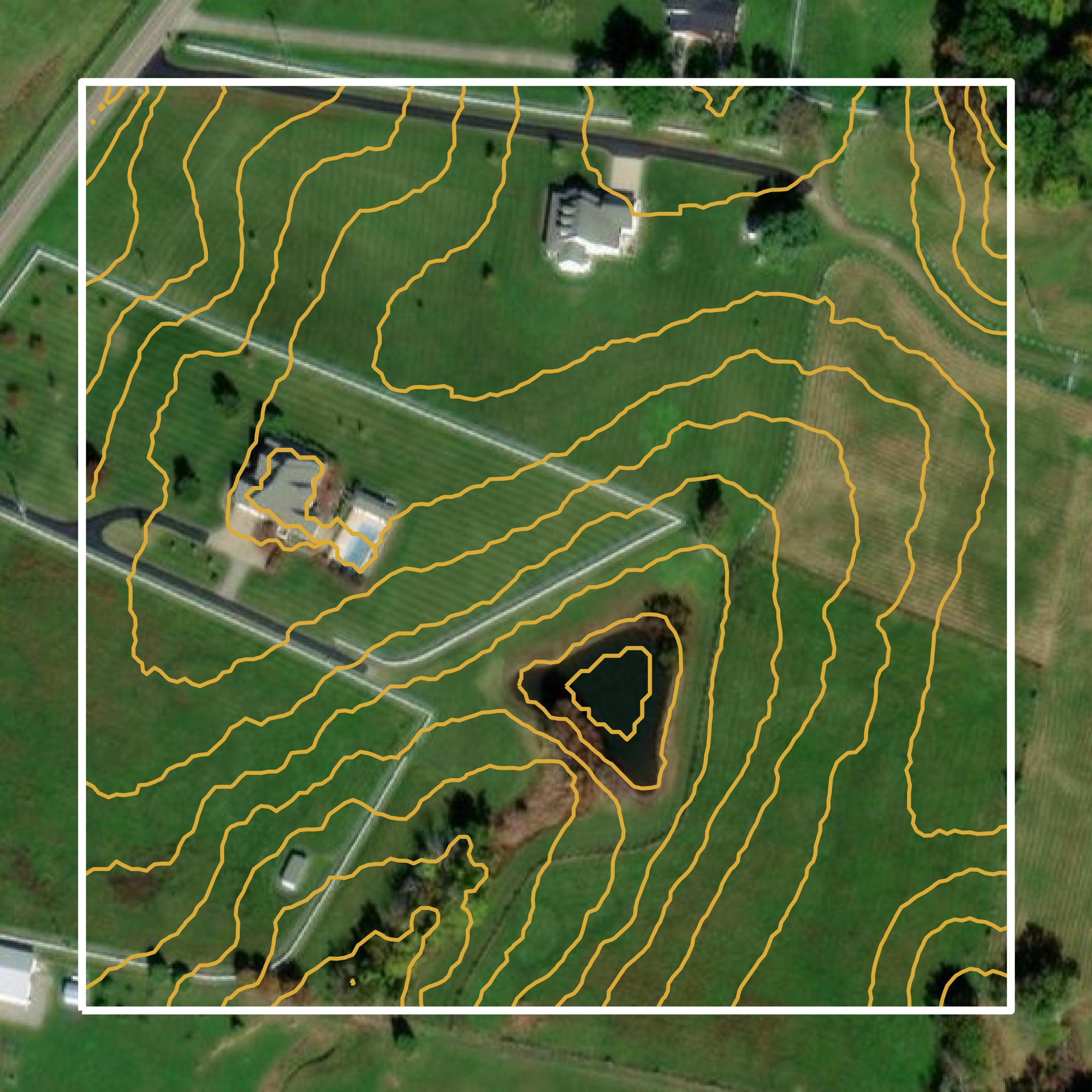 This image shows a contour map in Boyle County created using GIS data in Equator.