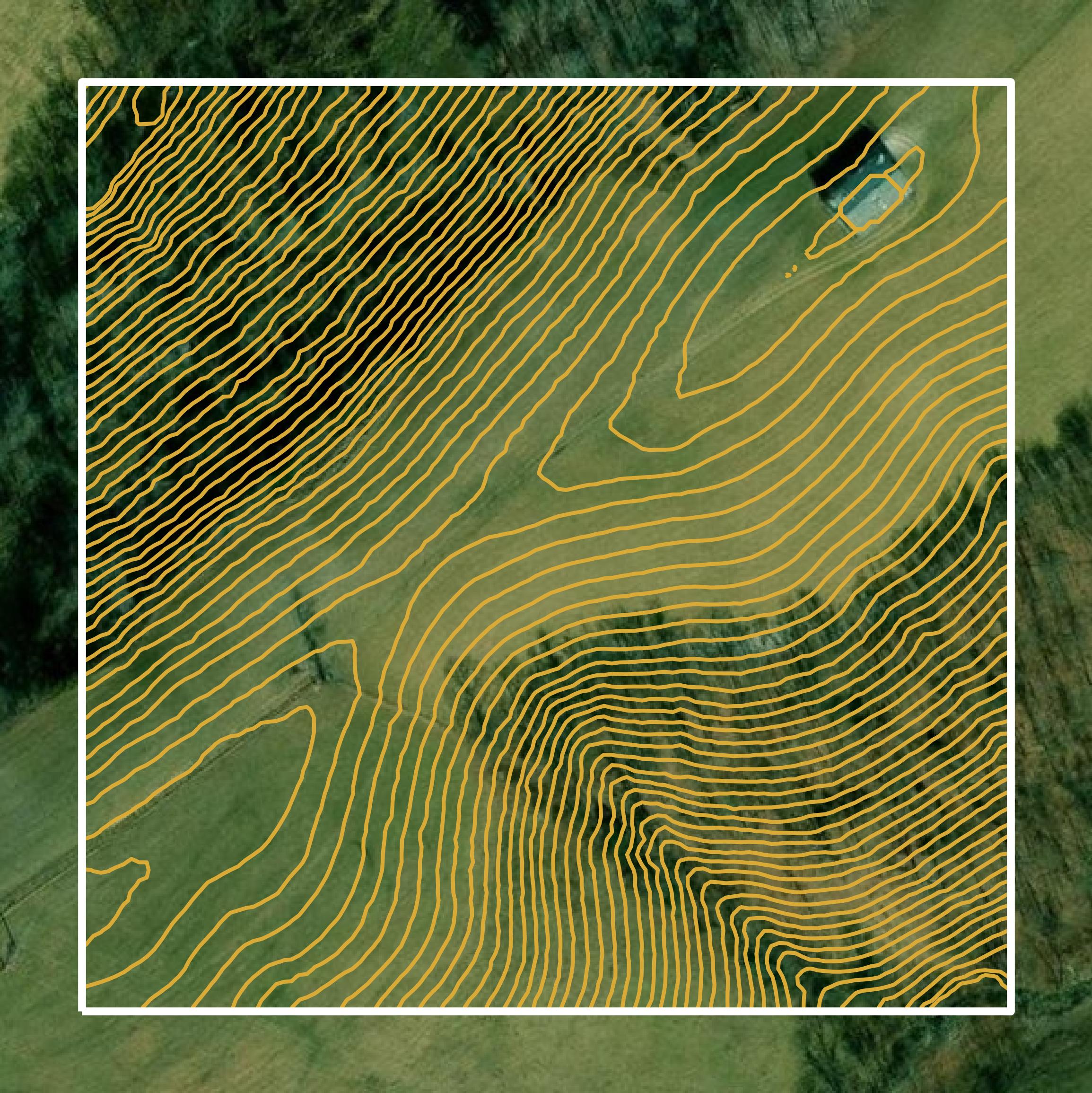 This image shows a contour map in Bracken County created using GIS data in Equator.