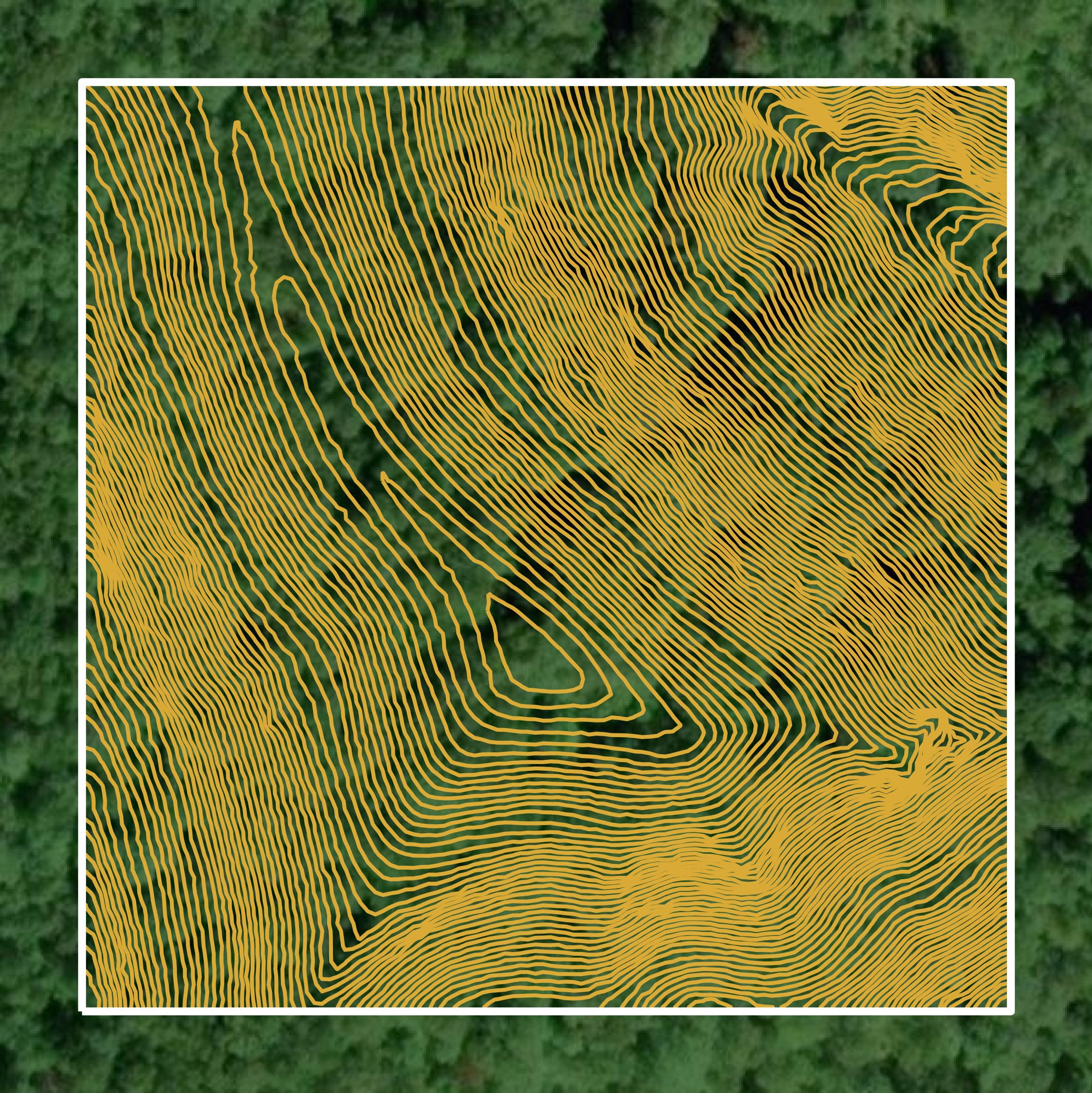 This image shows a contour map in Breathitt County created using GIS data in Equator.