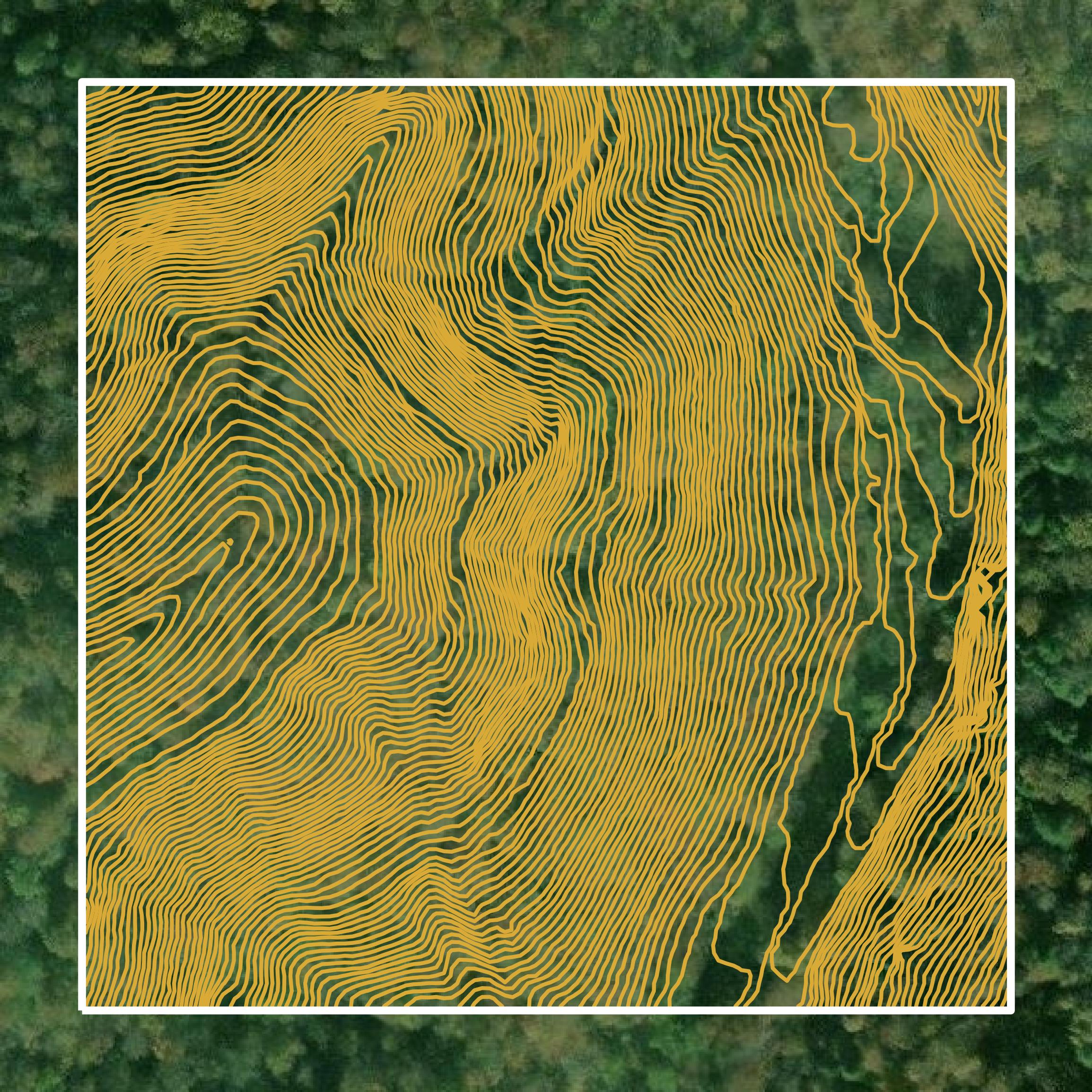 This image shows a contour map in Breathitt County created using GIS data in Equator.
