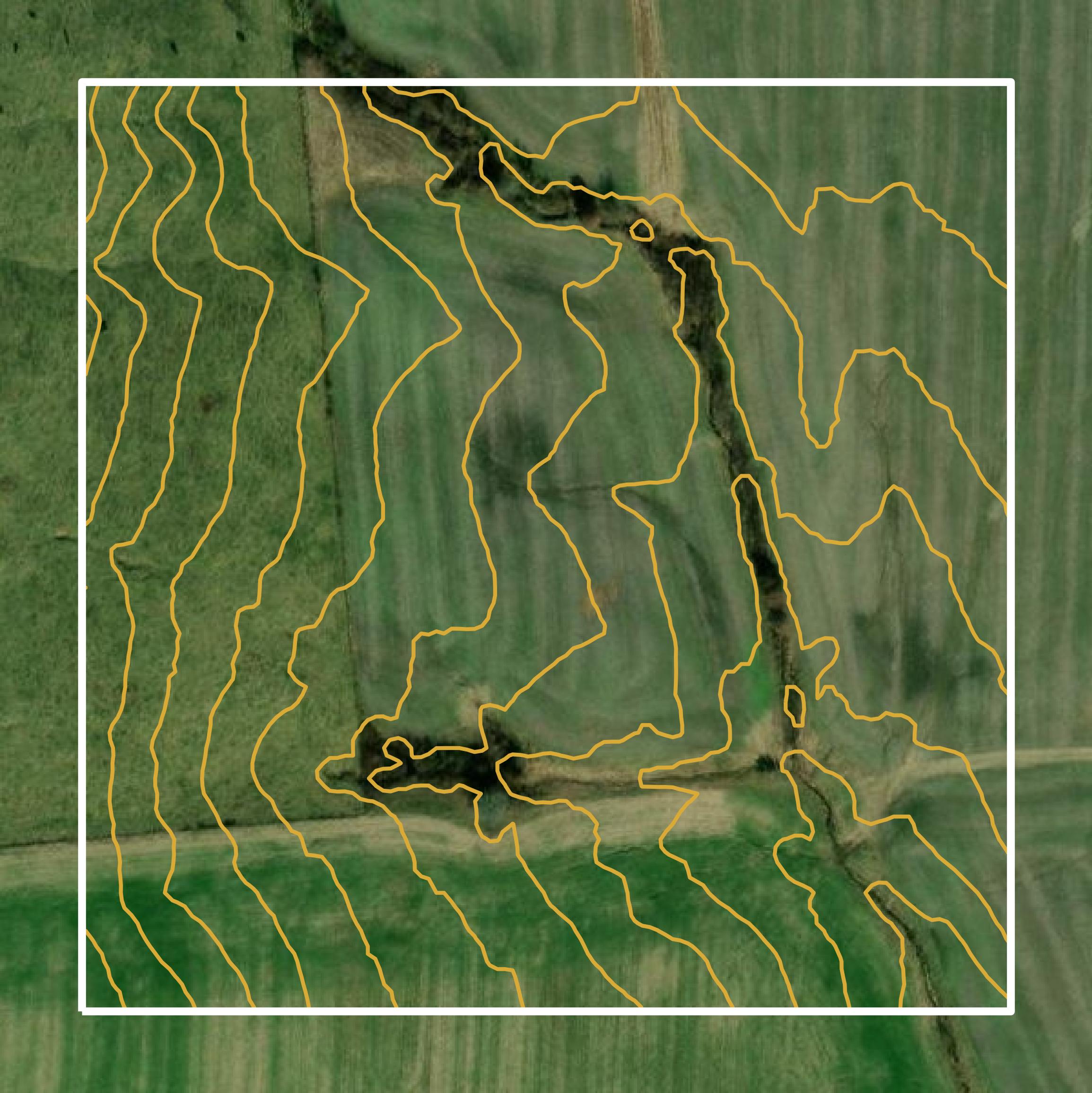 This image shows a contour map in Breckinridge County created using GIS data in Equator.