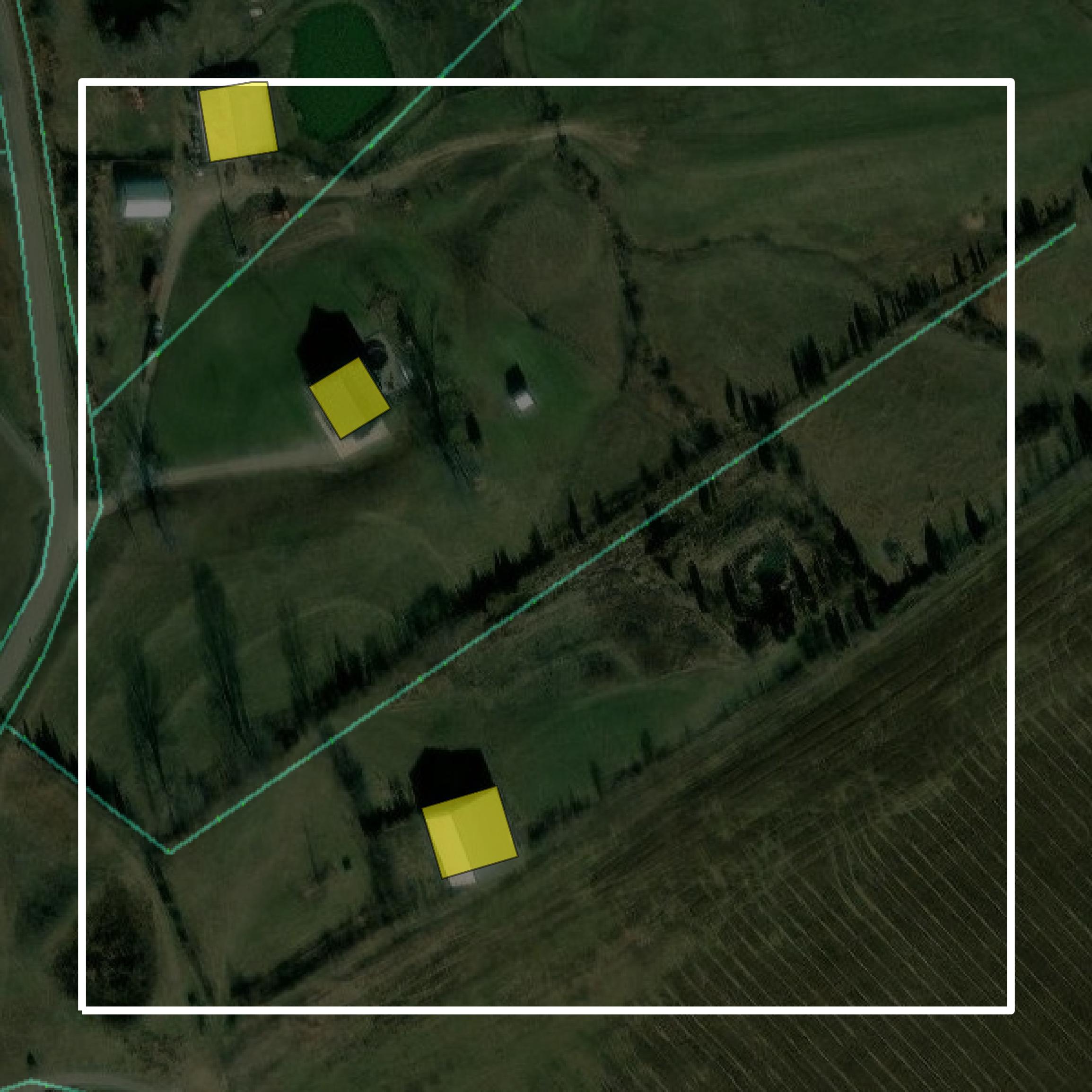 This image shows parcel and building data in Breckinridge County created using GIS data in Equator.