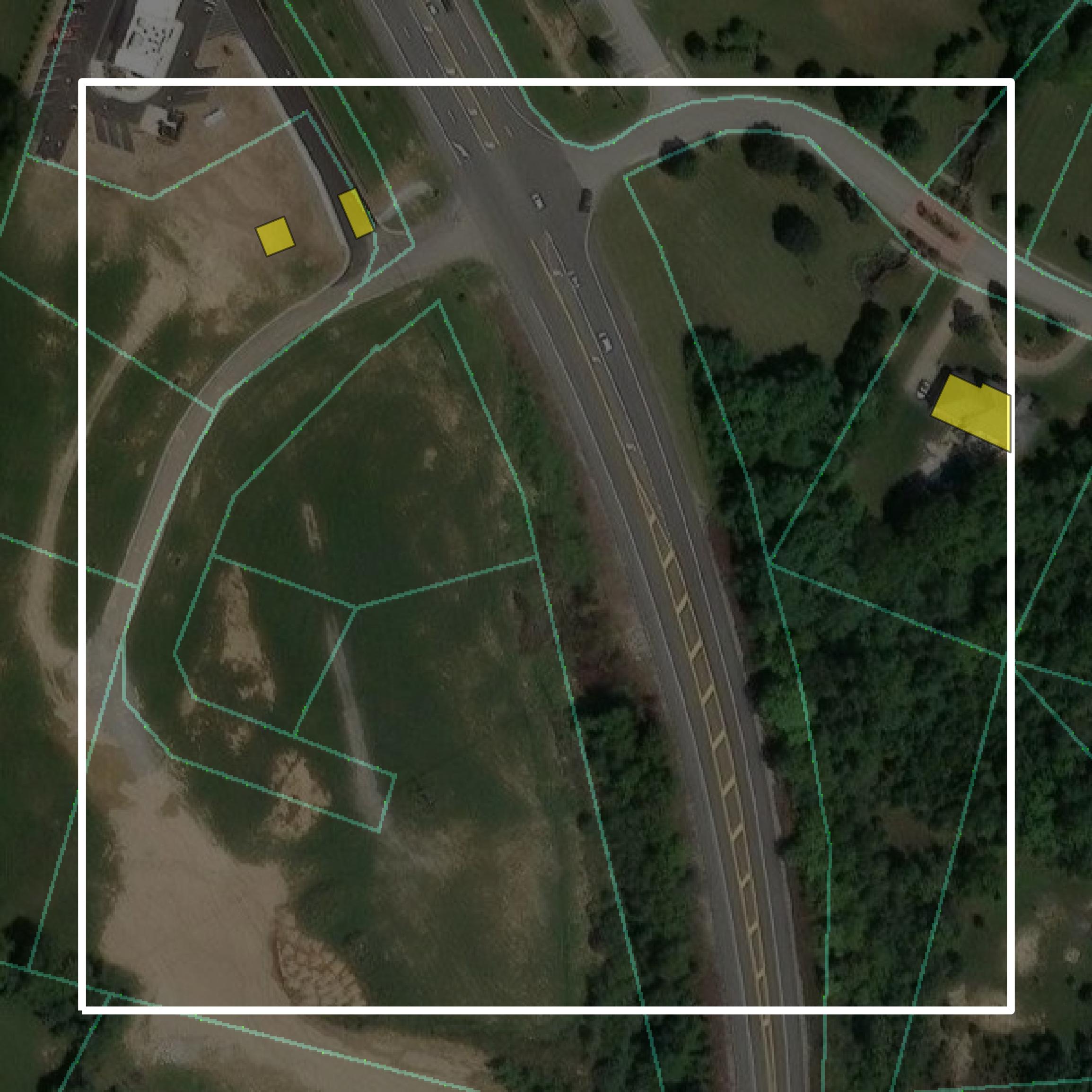 This image shows parcel and building data in Bullitt County created using GIS data in Equator.