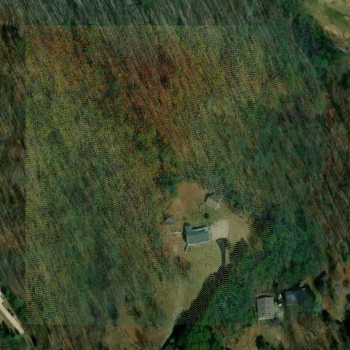 This image shows a LiDAR point cloud in Bullitt County created using GIS data in Equator.