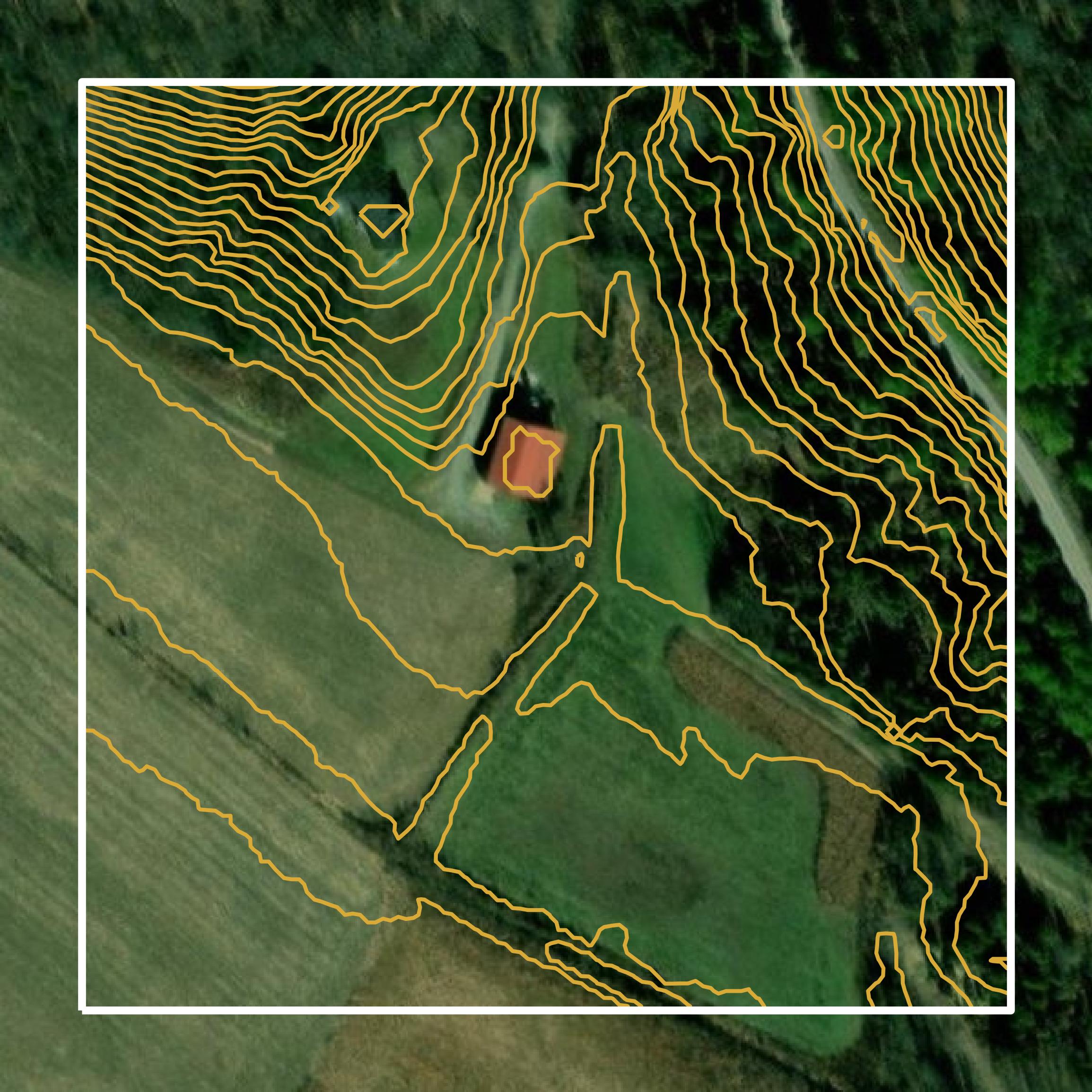 This image shows a contour map in Butler County created using GIS data in Equator.