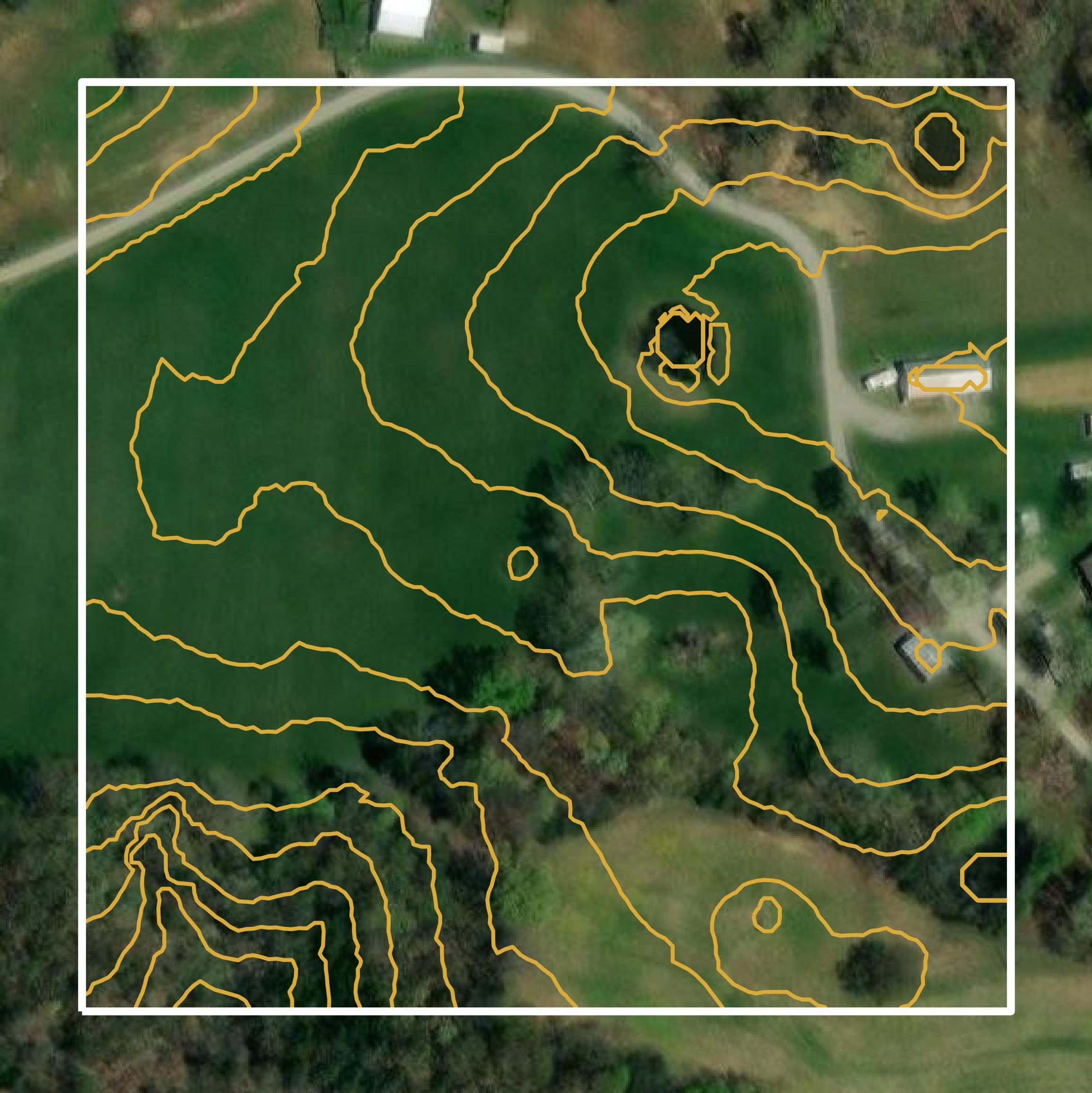 This image shows a contour map in Butler County created using GIS data in Equator.