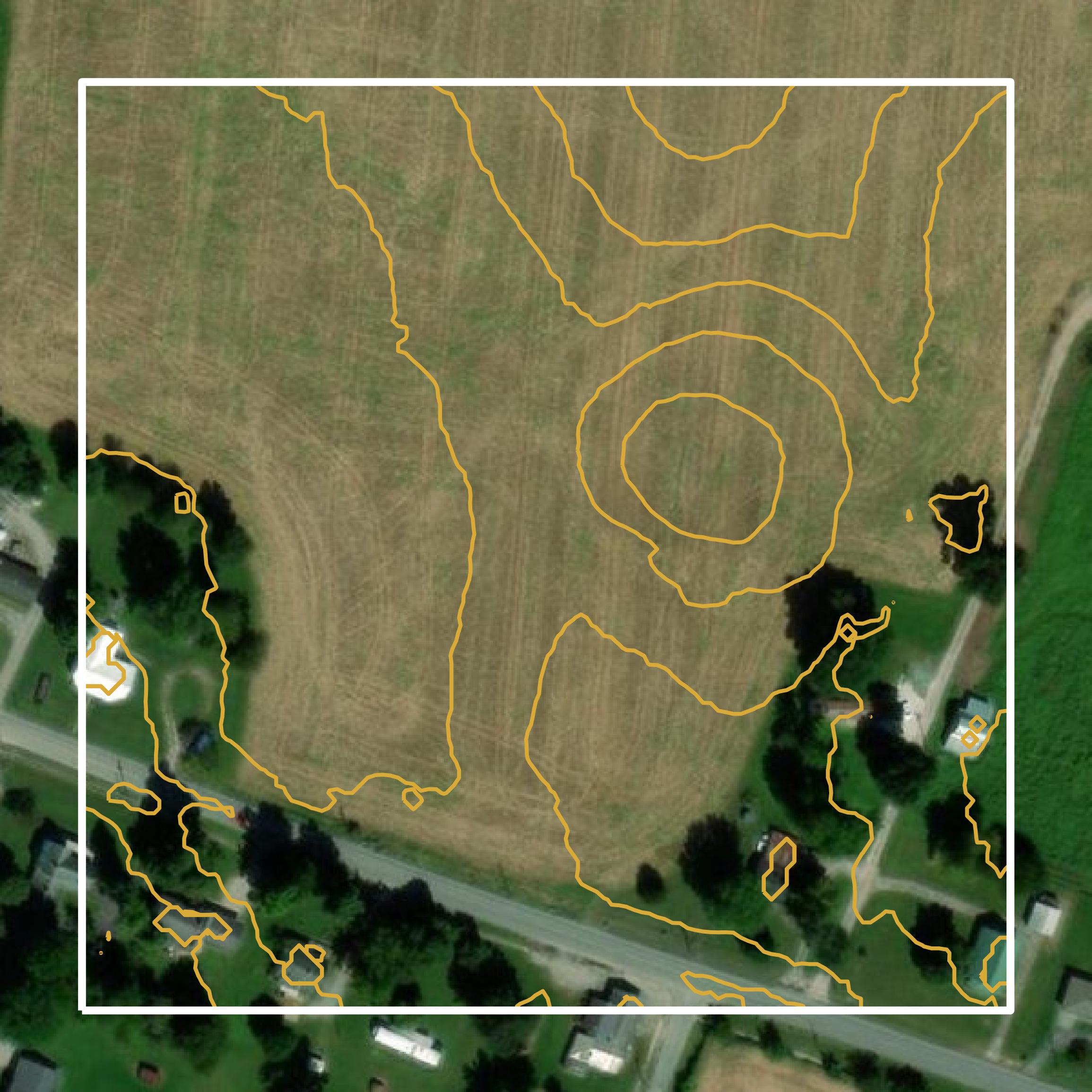 This image shows a contour map in Caldwell County created using GIS data in Equator.