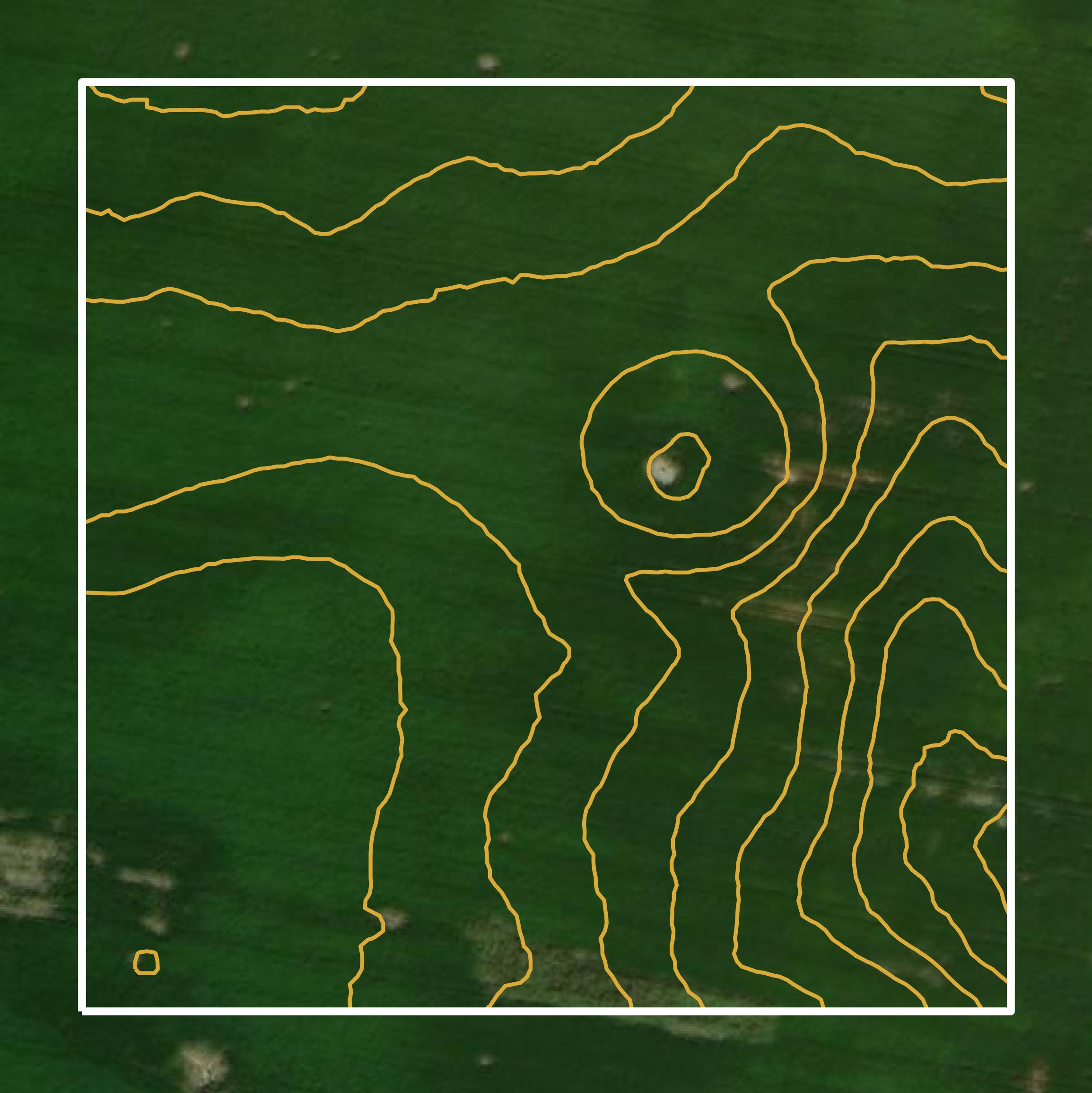 This image shows a contour map in Caldwell County created using GIS data in Equator.