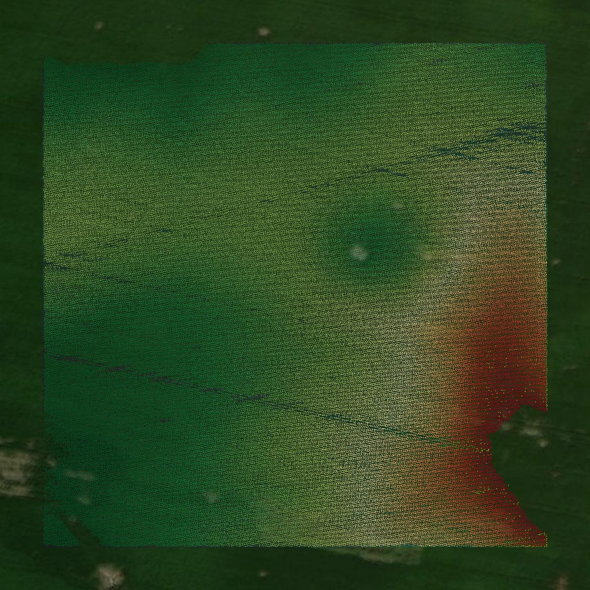 This image shows a LiDAR point cloud in Caldwell County created using GIS data in Equator.