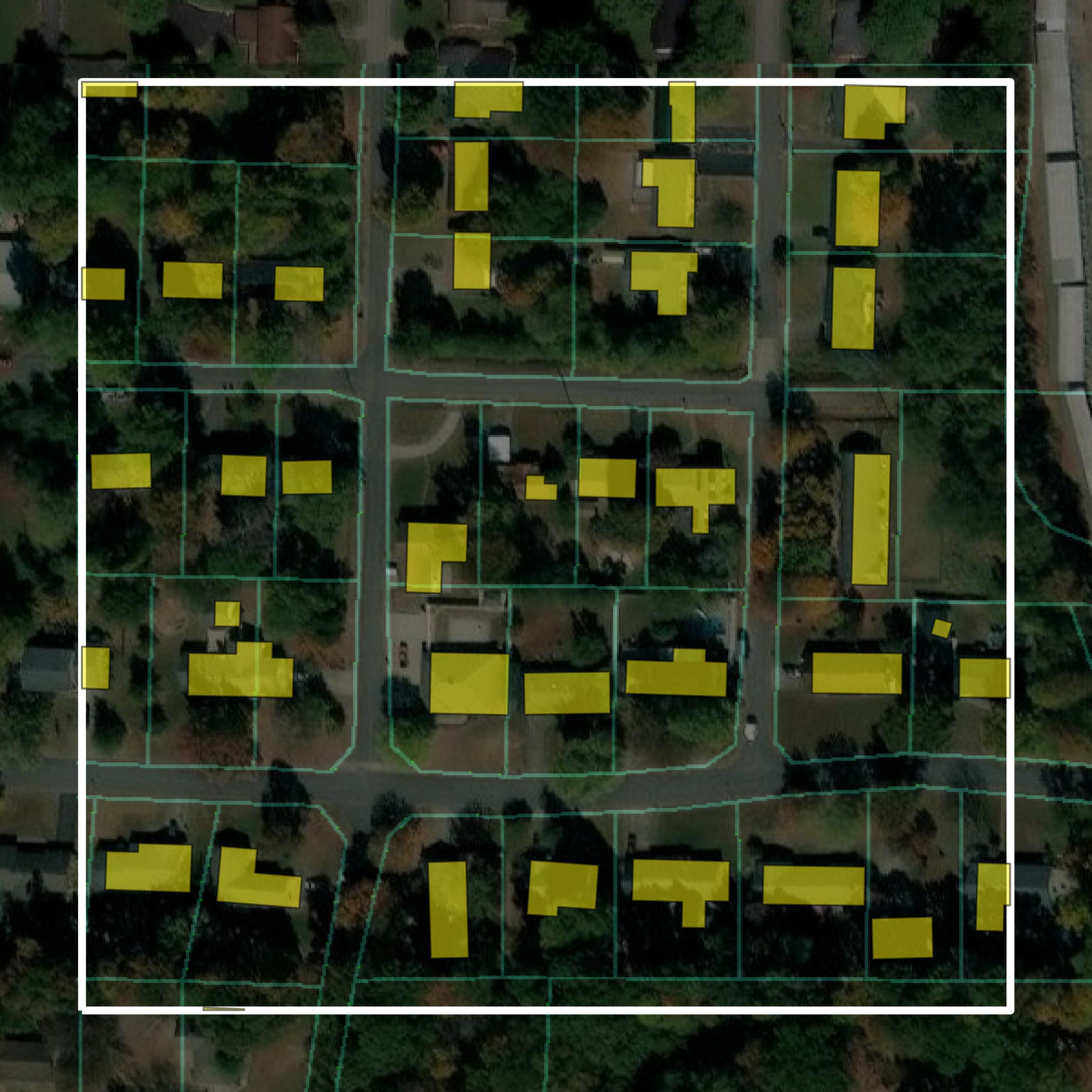 This image shows parcel and building data in Calloway County created using GIS data in Equator.