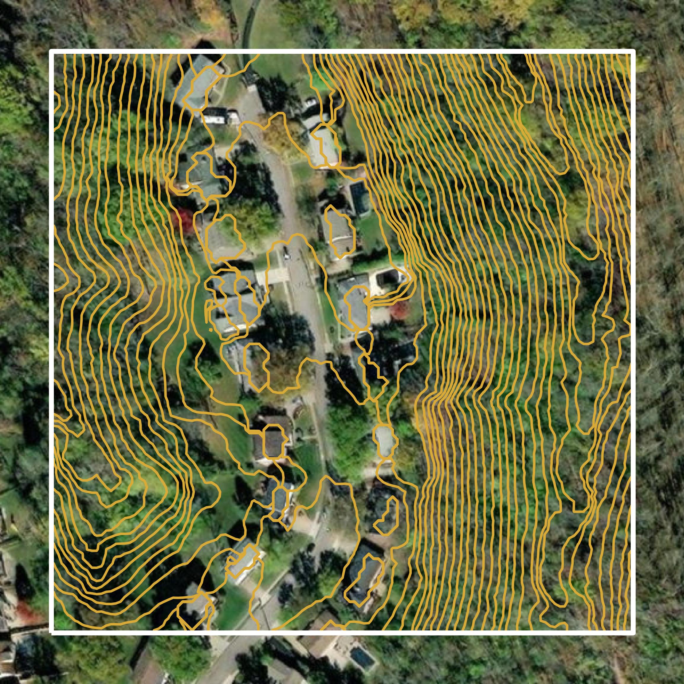 This image shows a contour map in Campbell County created using GIS data in Equator.